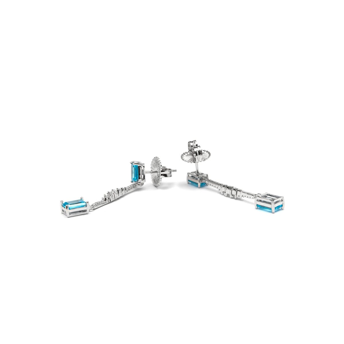 Boucles d'oreilles en argent sterling 925 et zirconium aigue-marine finition rhodium - Igwa