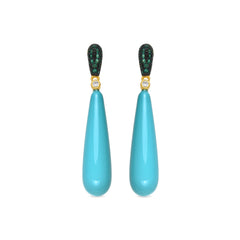 Pendientes de Plata de Ley 925 y Circonita Esmeralda acabado oro amarillo de 18k Wingi