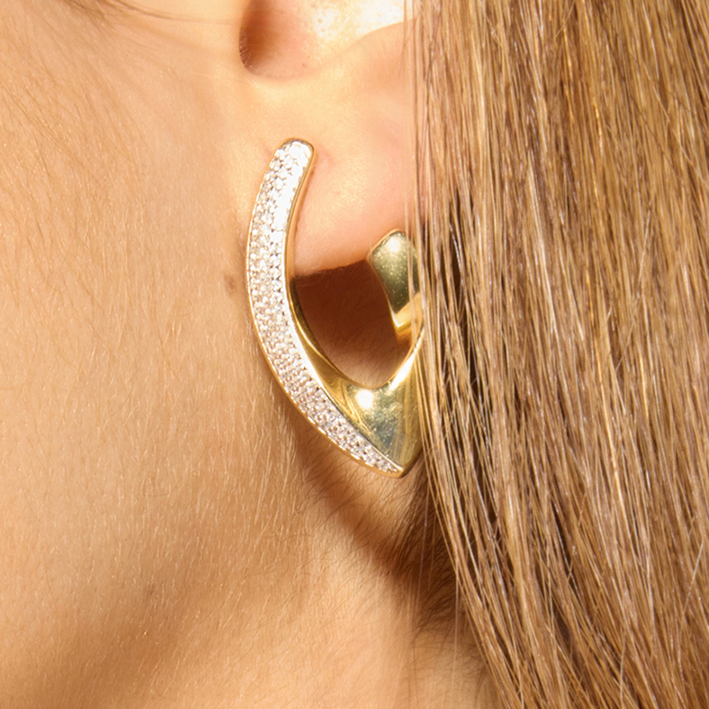 Pendientes de Plata de Ley 925 y Circonita Brillante acabado oro amarillo de 18k - Kurpip