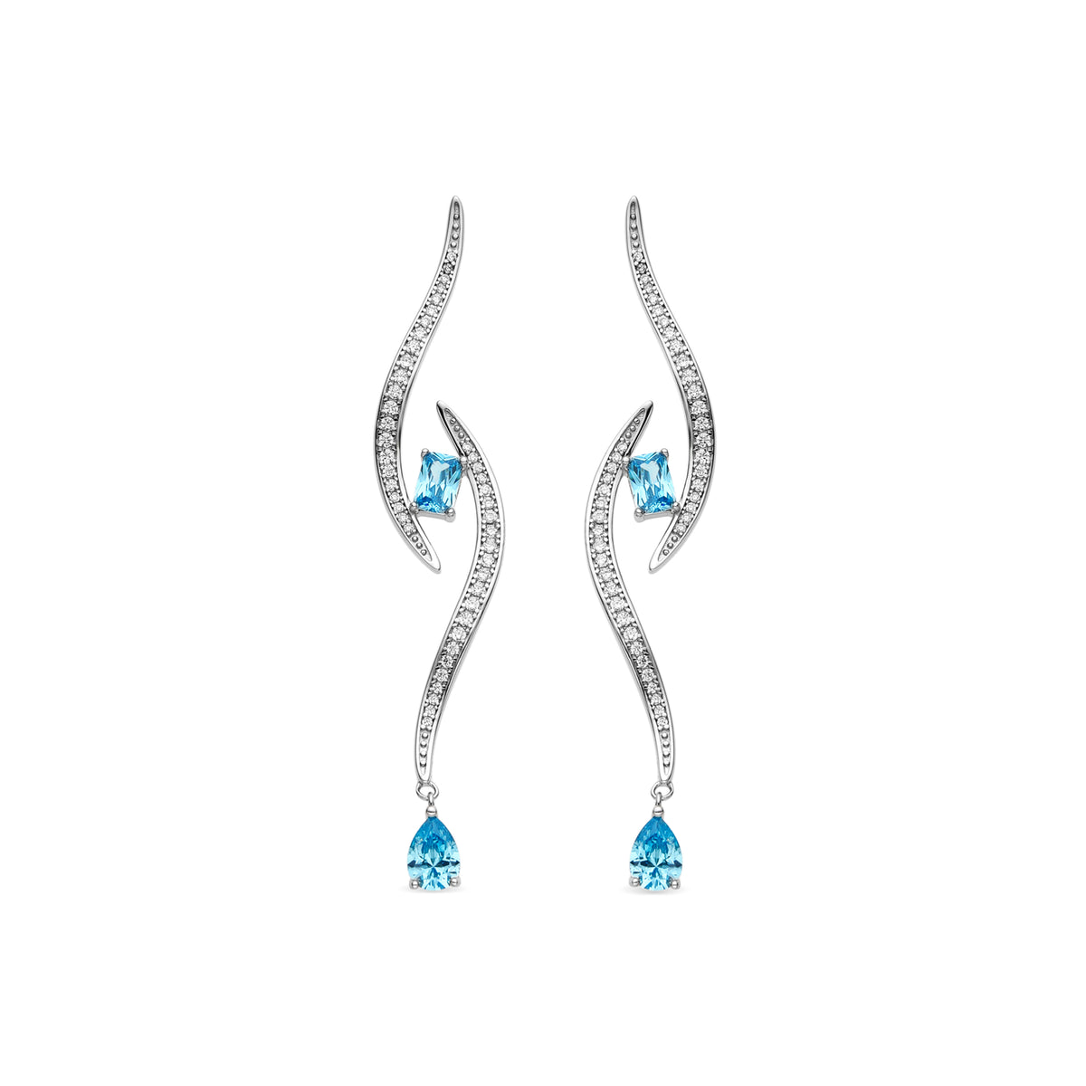 Pendientes de Plata de Ley 925 y Circonita Aguamarina acabado rodio - Thyrod