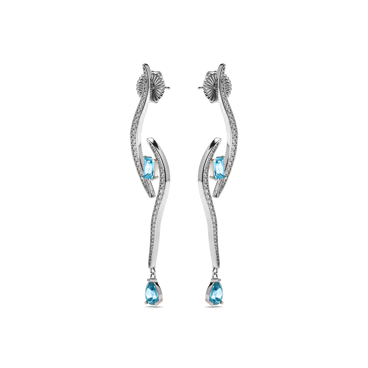 Pendientes de Plata de Ley 925 y Circonita Aguamarina acabado rodio - Thyrod
