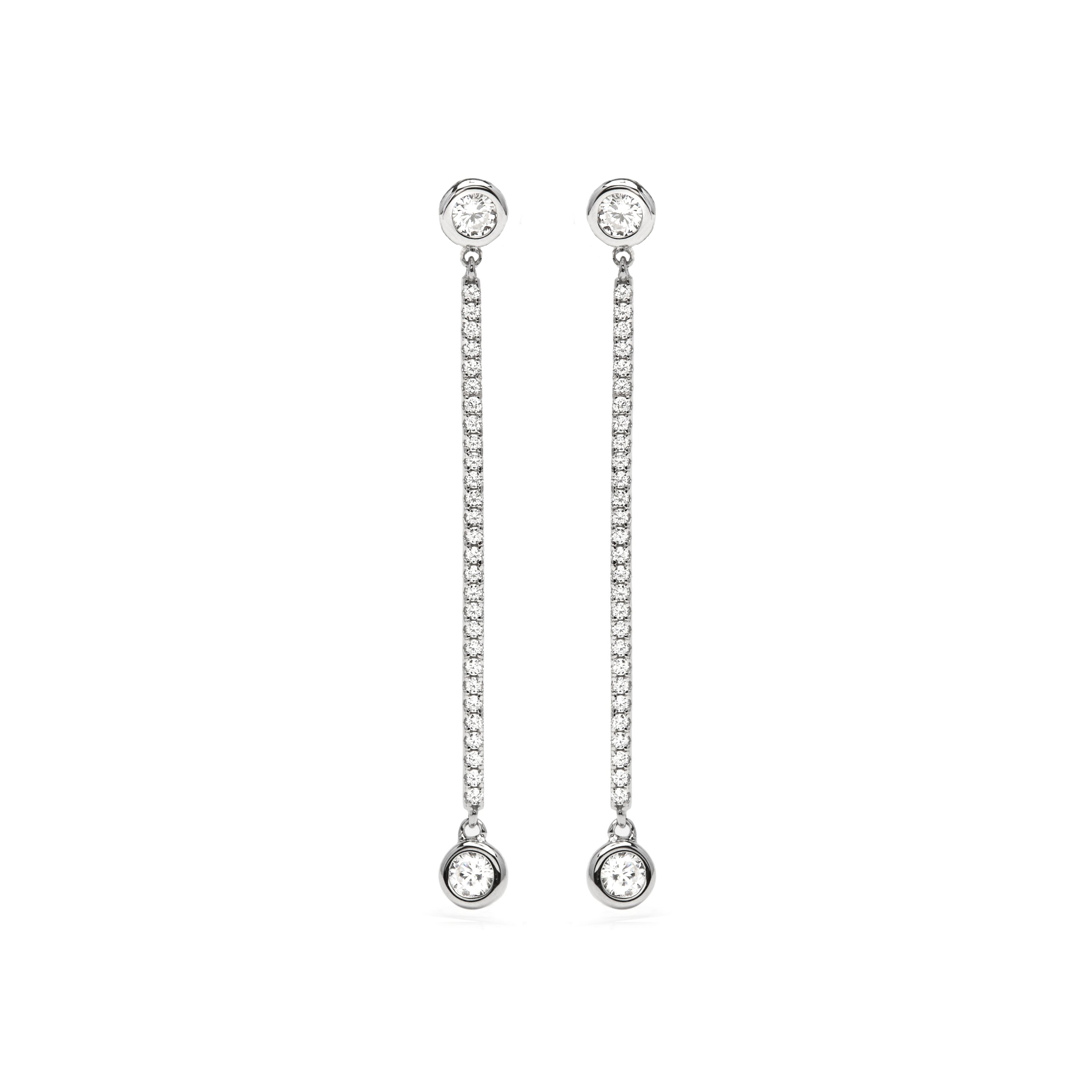 Boucles d'oreilles en argent sterling 925 et zircon brillant finition rhodiée - Iperio