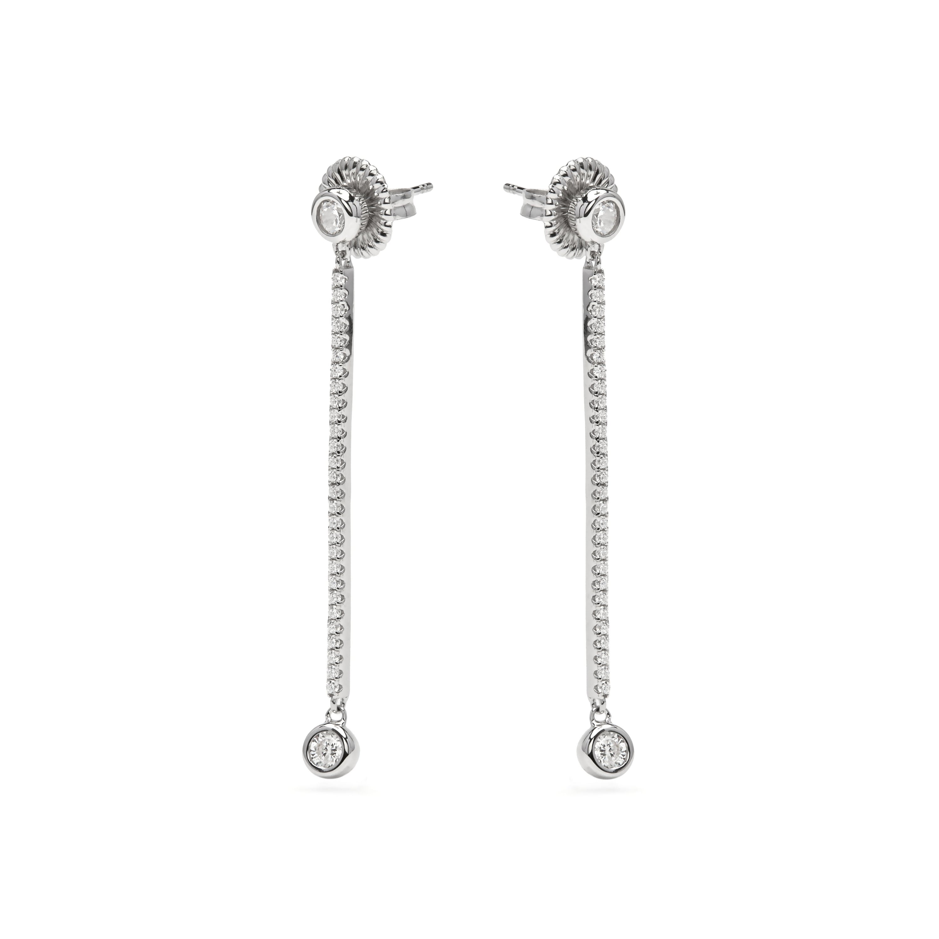 Boucles d'oreilles en argent sterling 925 et zircon brillant finition rhodiée - Iperio