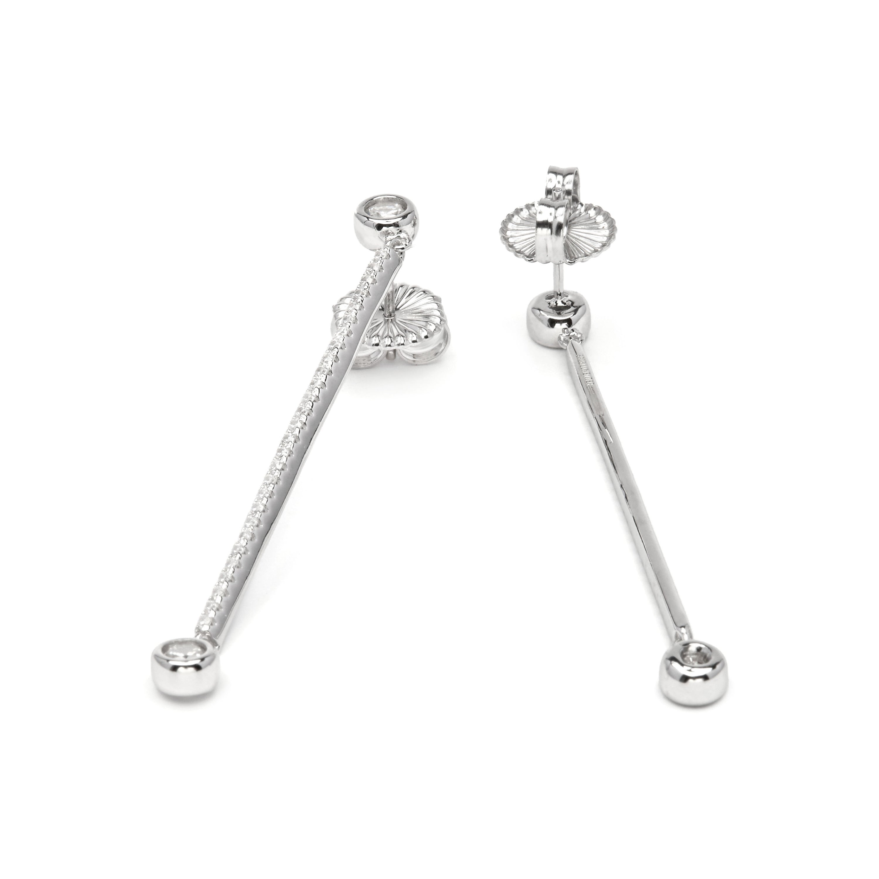 Boucles d'oreilles en argent sterling 925 et zircon brillant finition rhodiée - Iperio