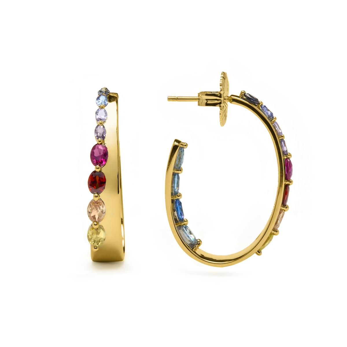 Pendientes de Plata de Ley 925 y Circonita Multicolor acabado en oro amarillo 18k - Maskai