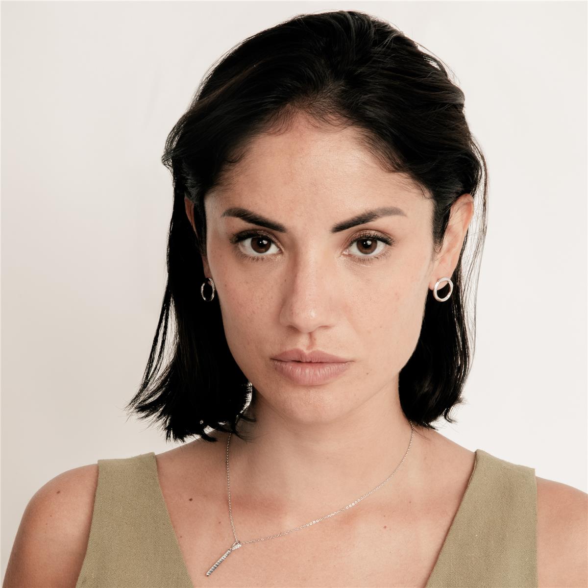 Pendientes de Plata de Ley 925 y Circonita Brillante acabado en rodio - Ilwe