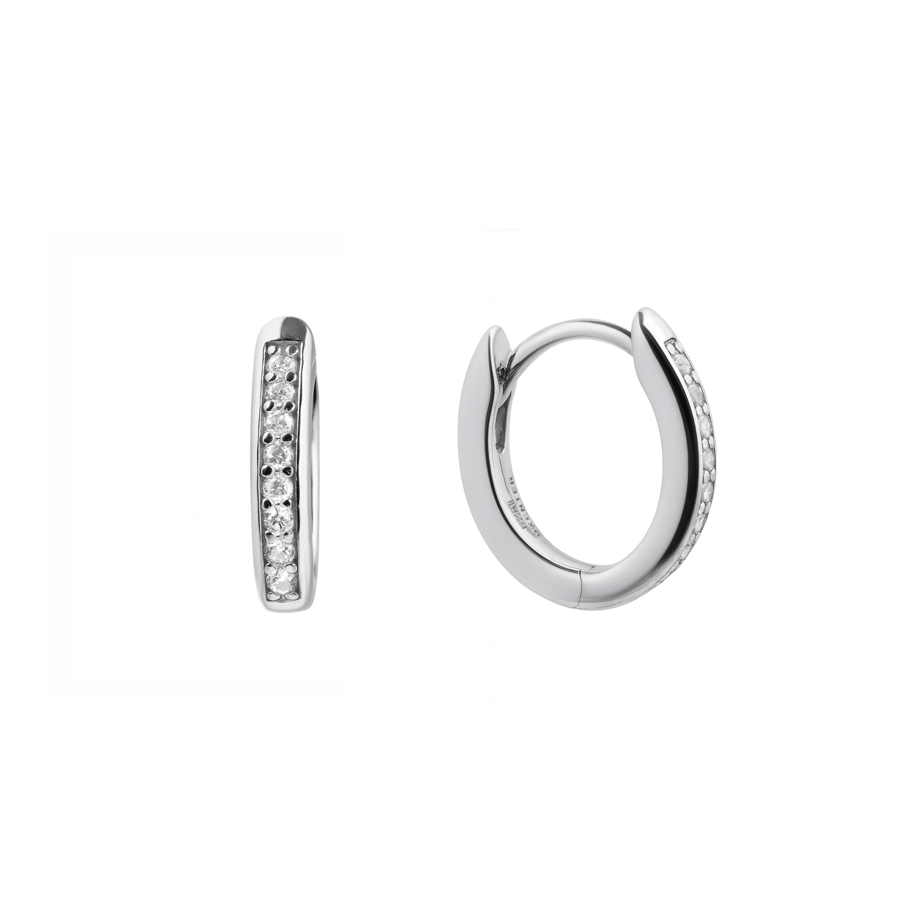 925 Sterling Silver Earrings with Bright Zirconia Rhodium Finish - Fakzer