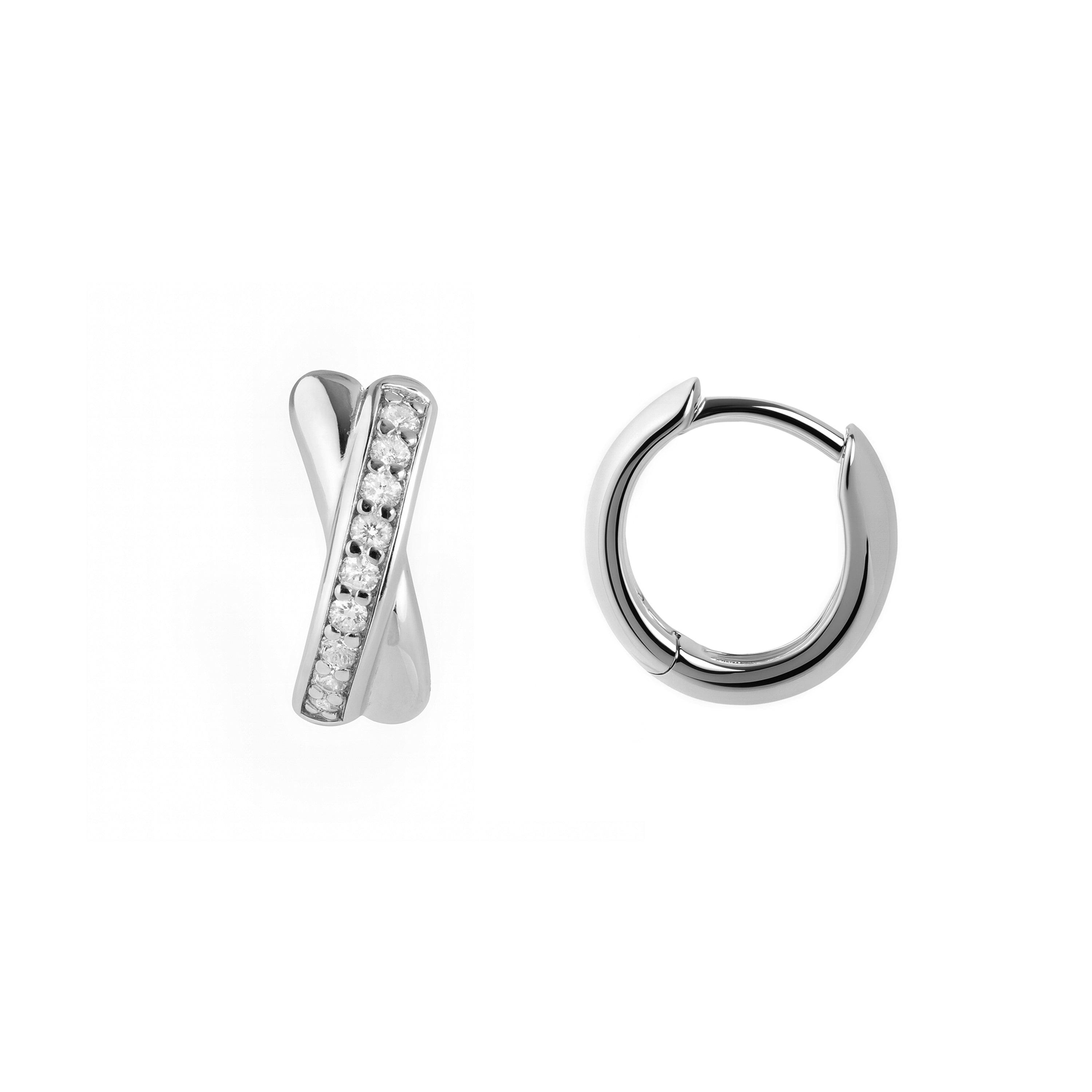 925 Sterling Silver Earrings with Bright Zirconia Rhodium Finish - Gesi