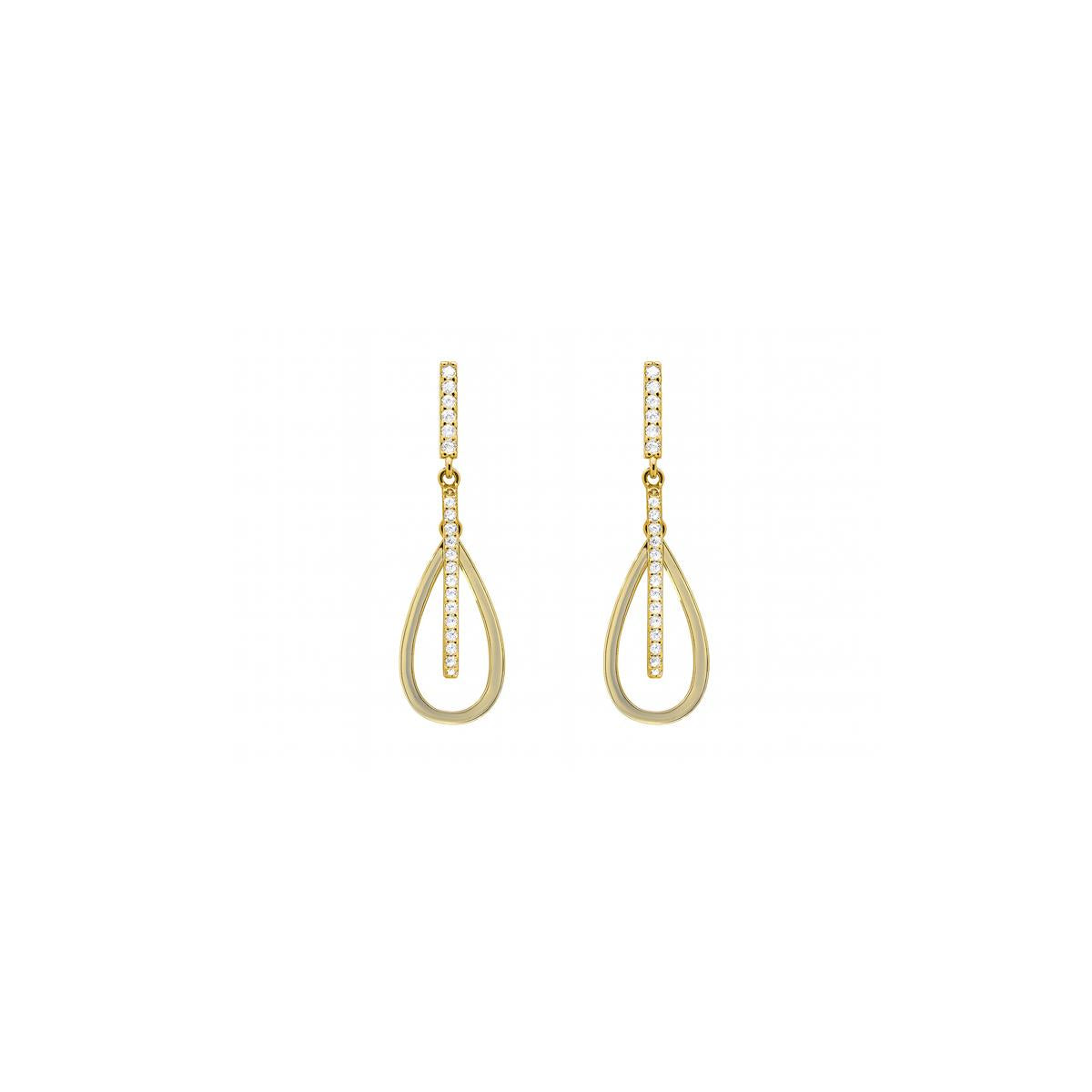 925 Sterling Silver Earrings with Brilliant Cubic Zirconia, Yellow Gold Finish - Garfu