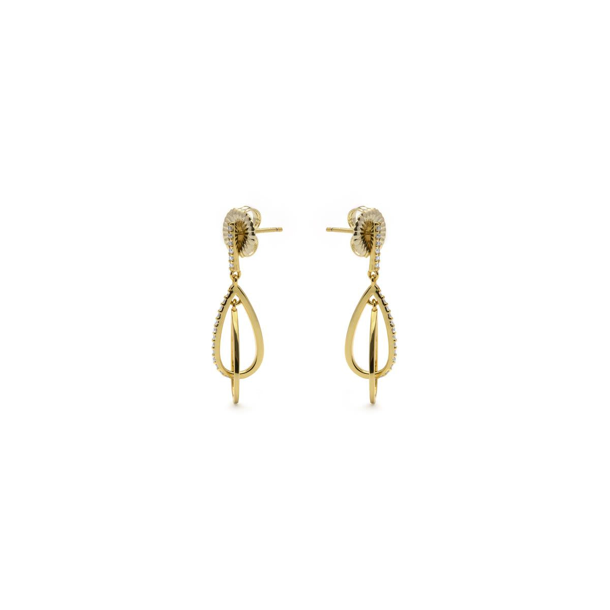 925 Sterling Silver Earrings with Brilliant Cubic Zirconia, Yellow Gold Finish - Garfu