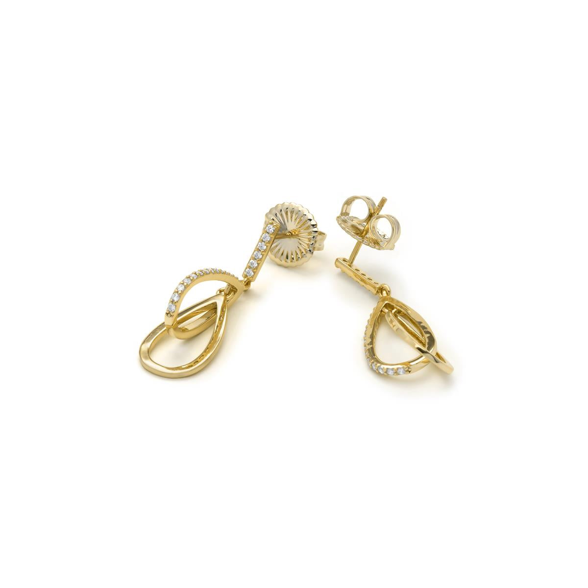 925 Sterling Silver Earrings with Brilliant Cubic Zirconia, Yellow Gold Finish - Garfu