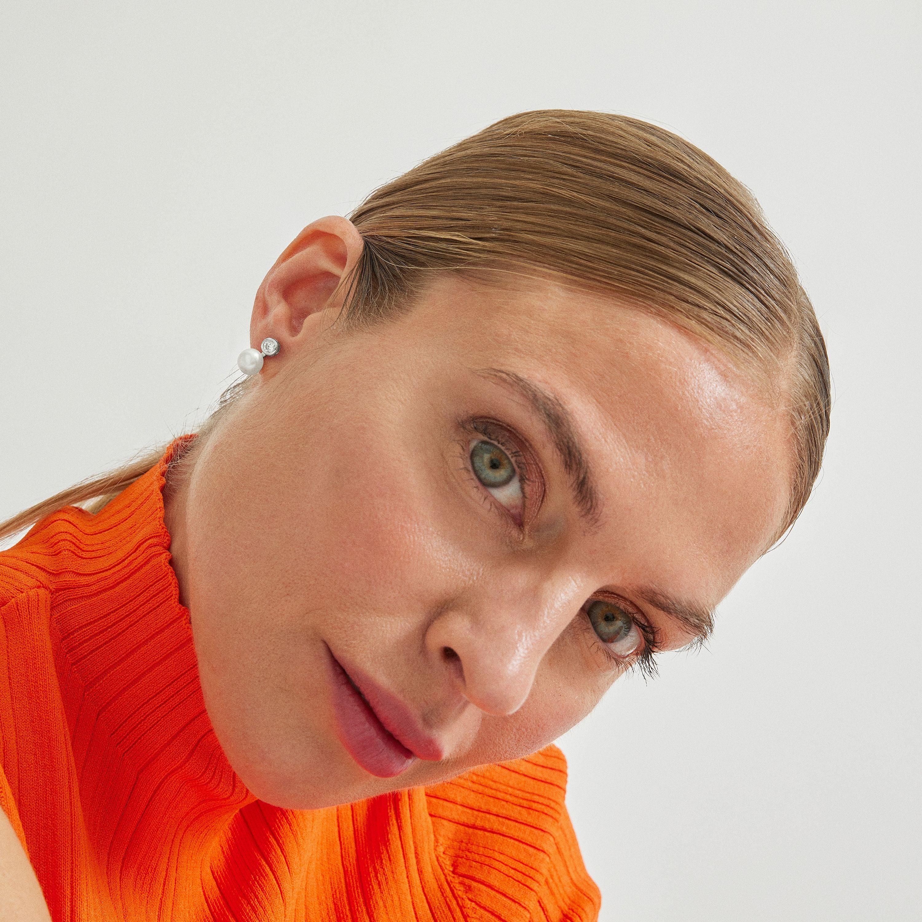 Pendientes de Plata de Ley 925 con Perla Blanca acabados en rodio - Essential