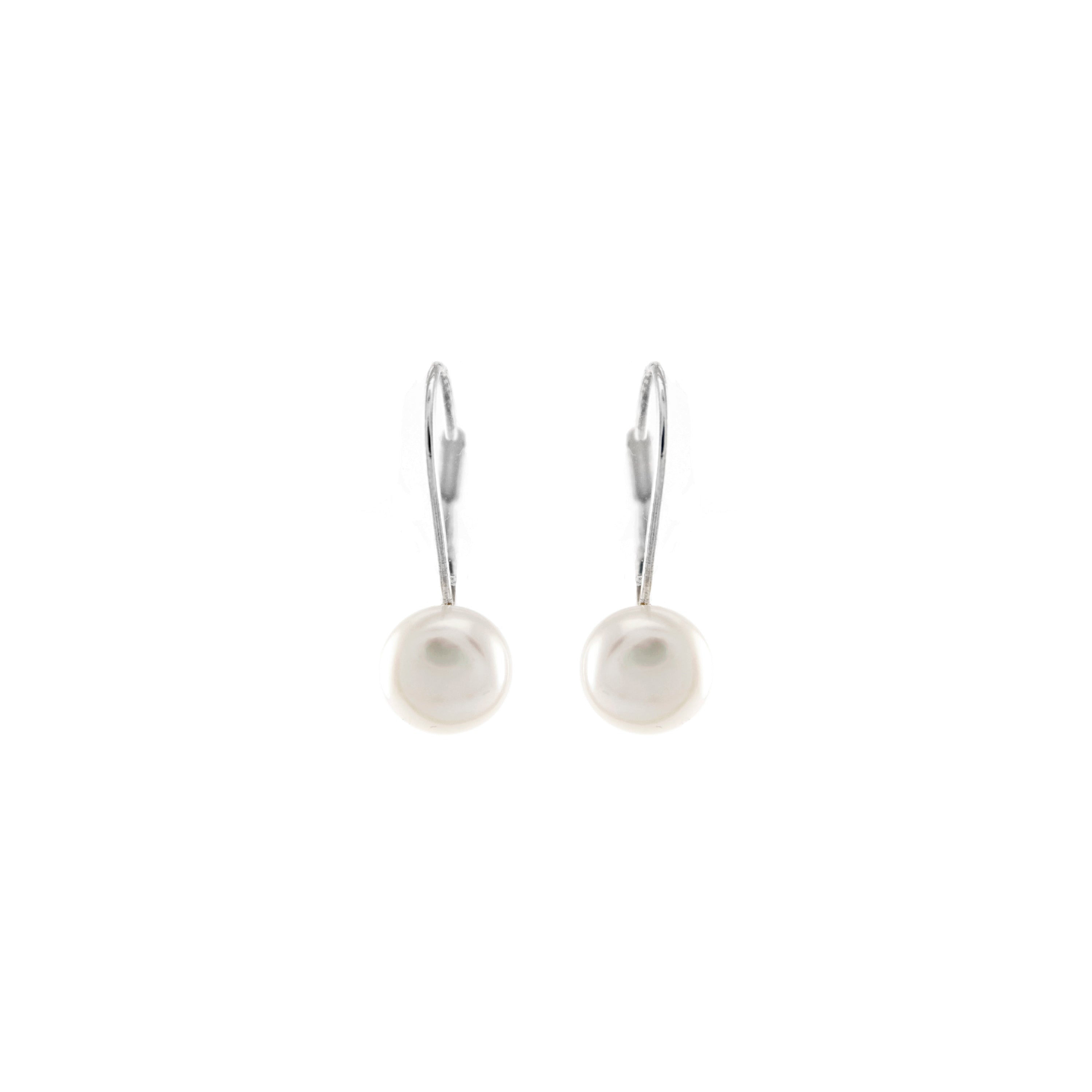 925 Sterling Silver Earrings with White Pearl finished in rhodium - Essential