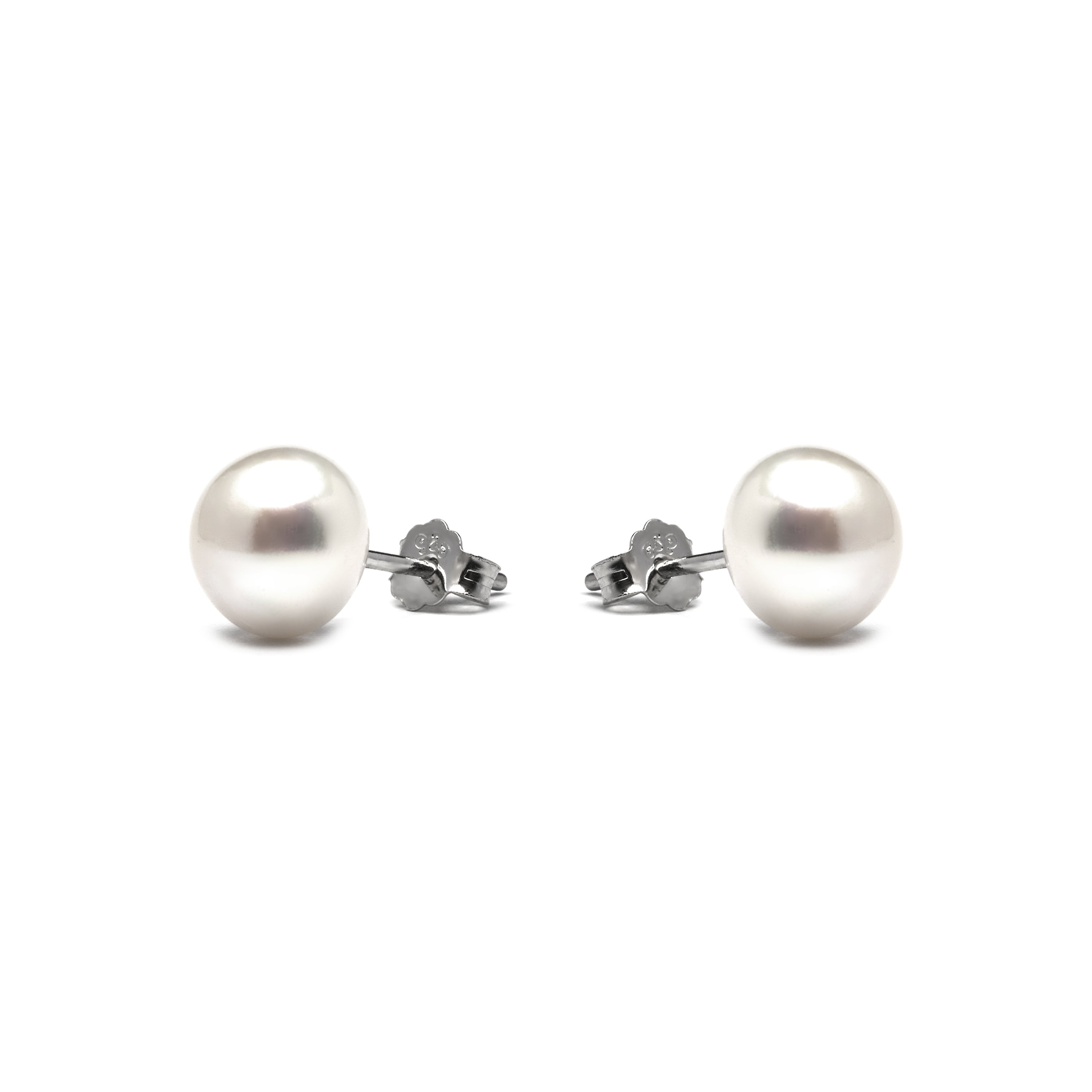 925 Sterling Silver Earrings with White Pearl finished in rhodium - Essential