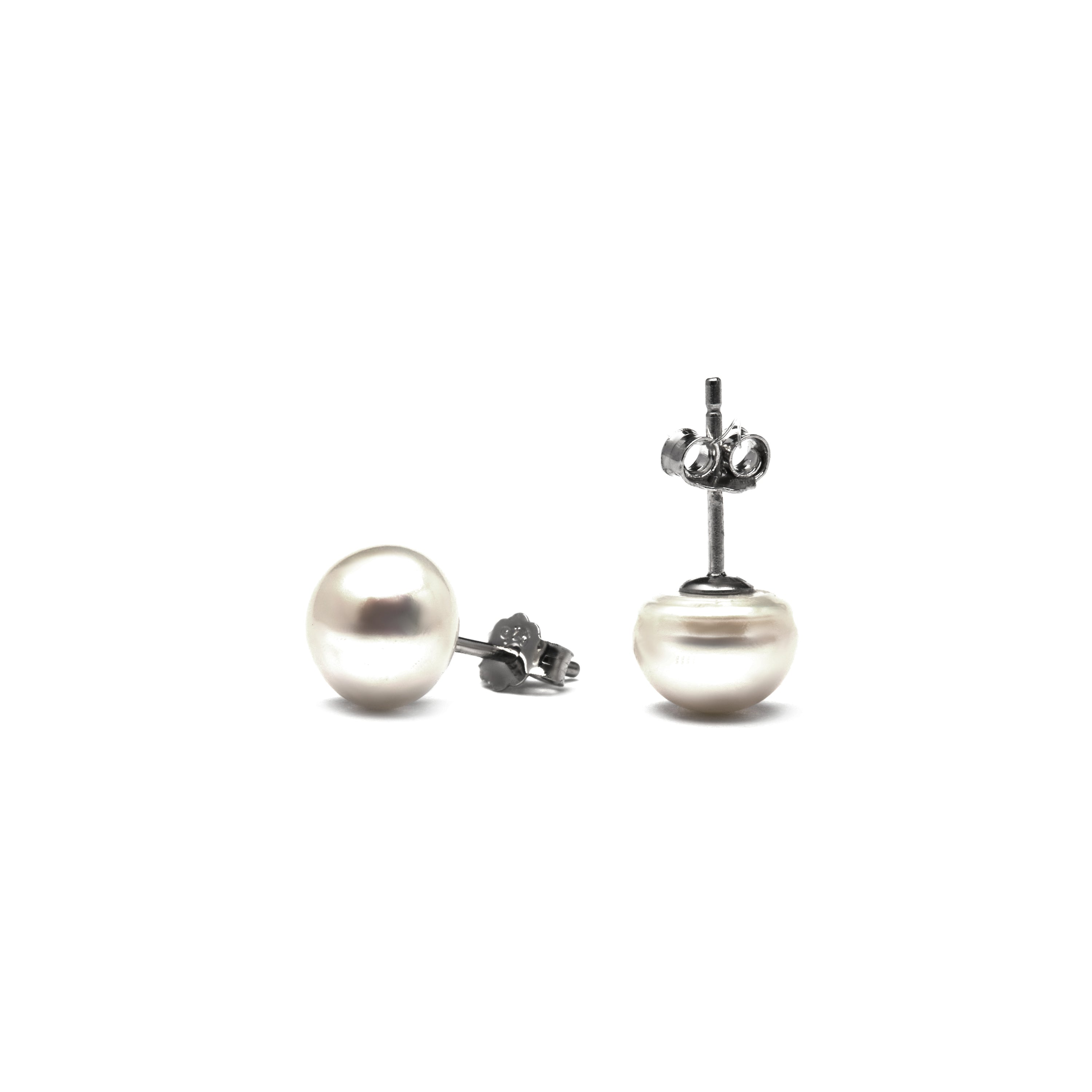925 Sterling Silver Earrings with White Pearl finished in rhodium - Essential