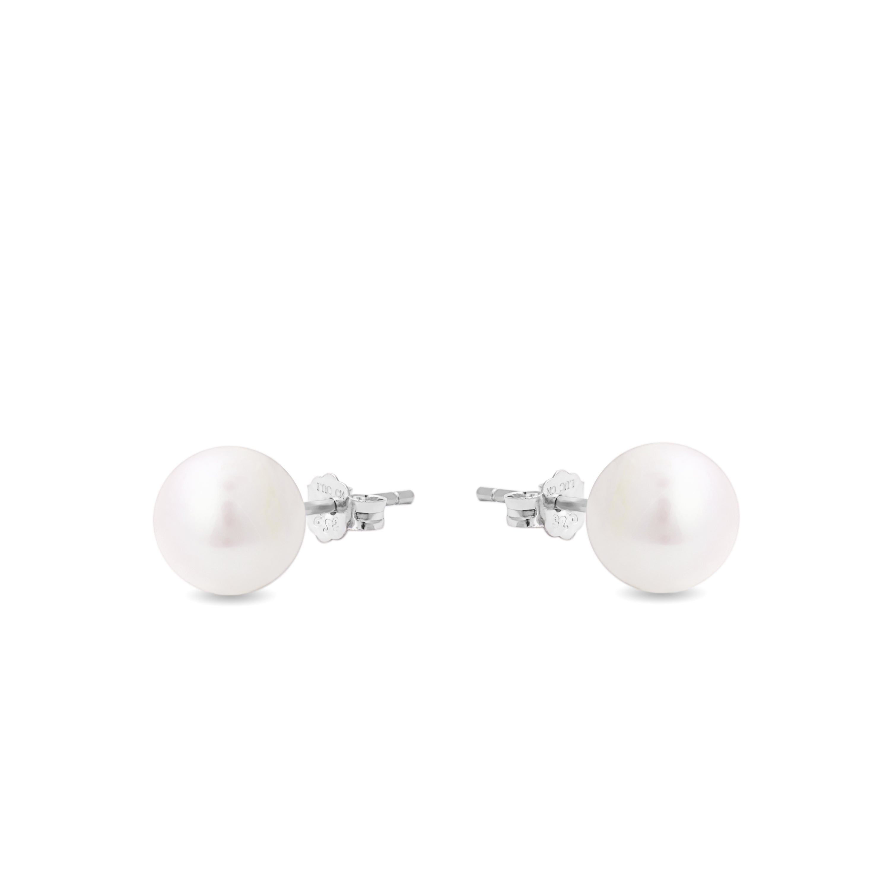 Pendientes de Plata de Ley 925 con Perla Blanca acabados en rodio - Essential