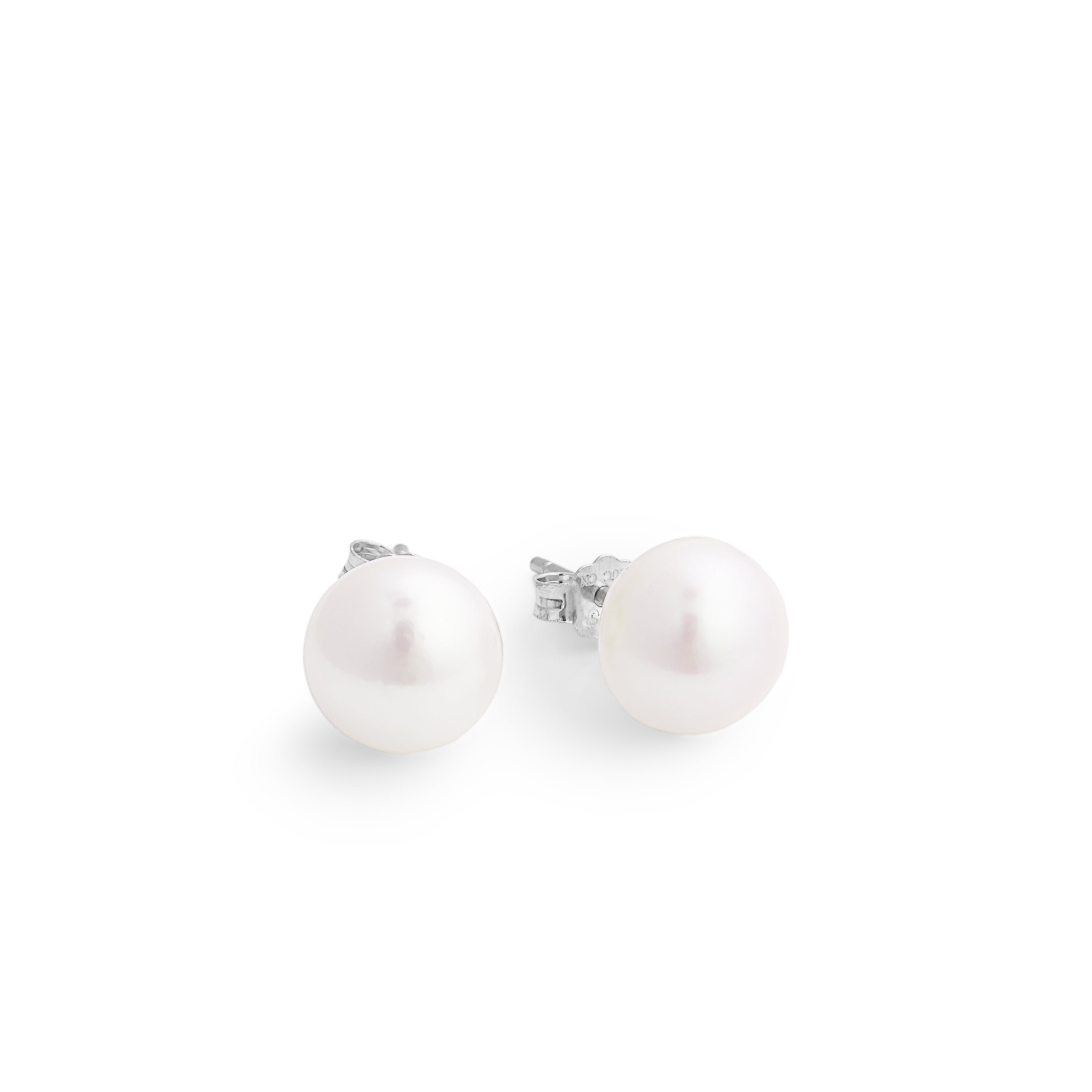 925 Sterling Silver Earrings with White Pearl finished in rhodium - Essential