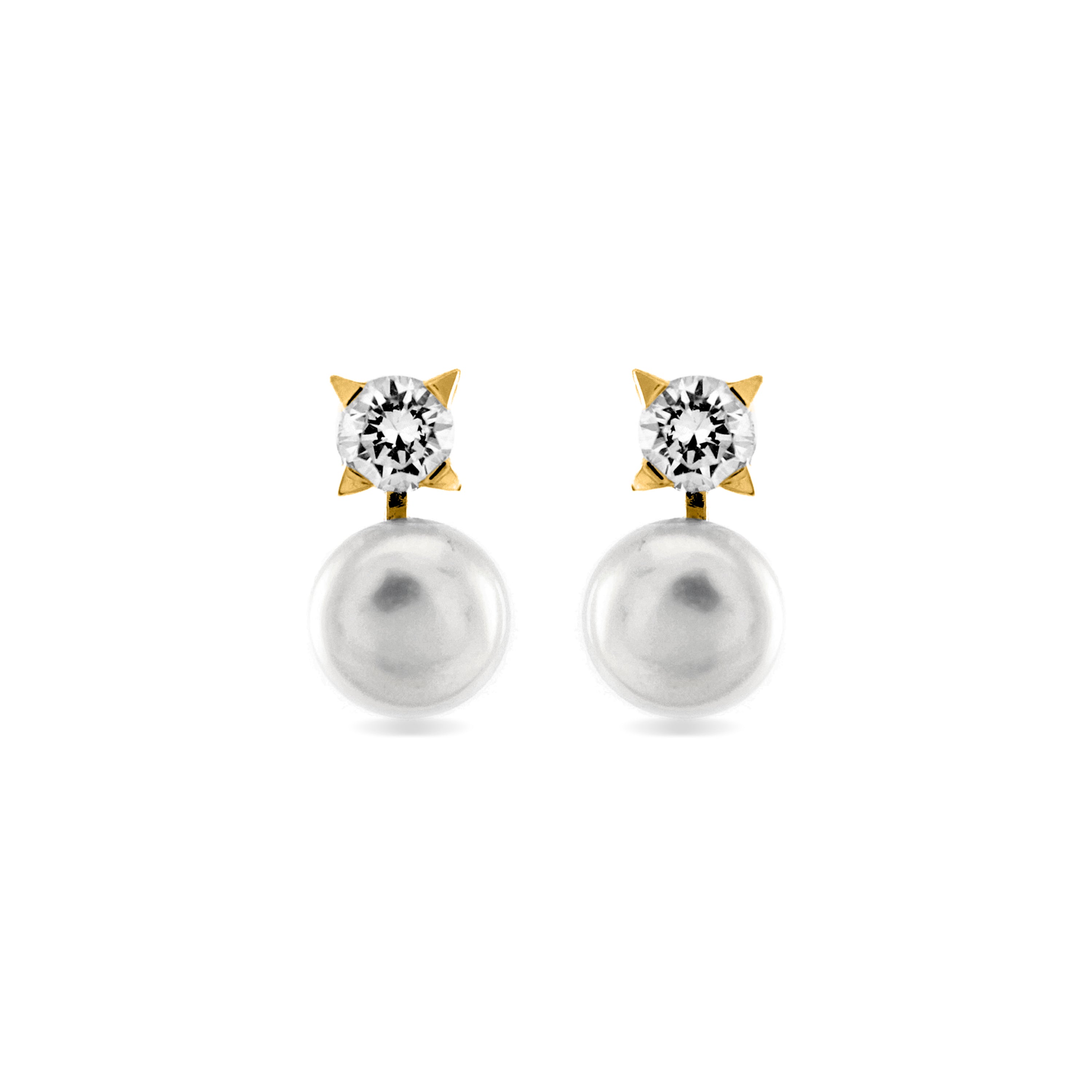 925 Sterling Silver Earrings with White Pearl finished in 18K yellow gold - Essential