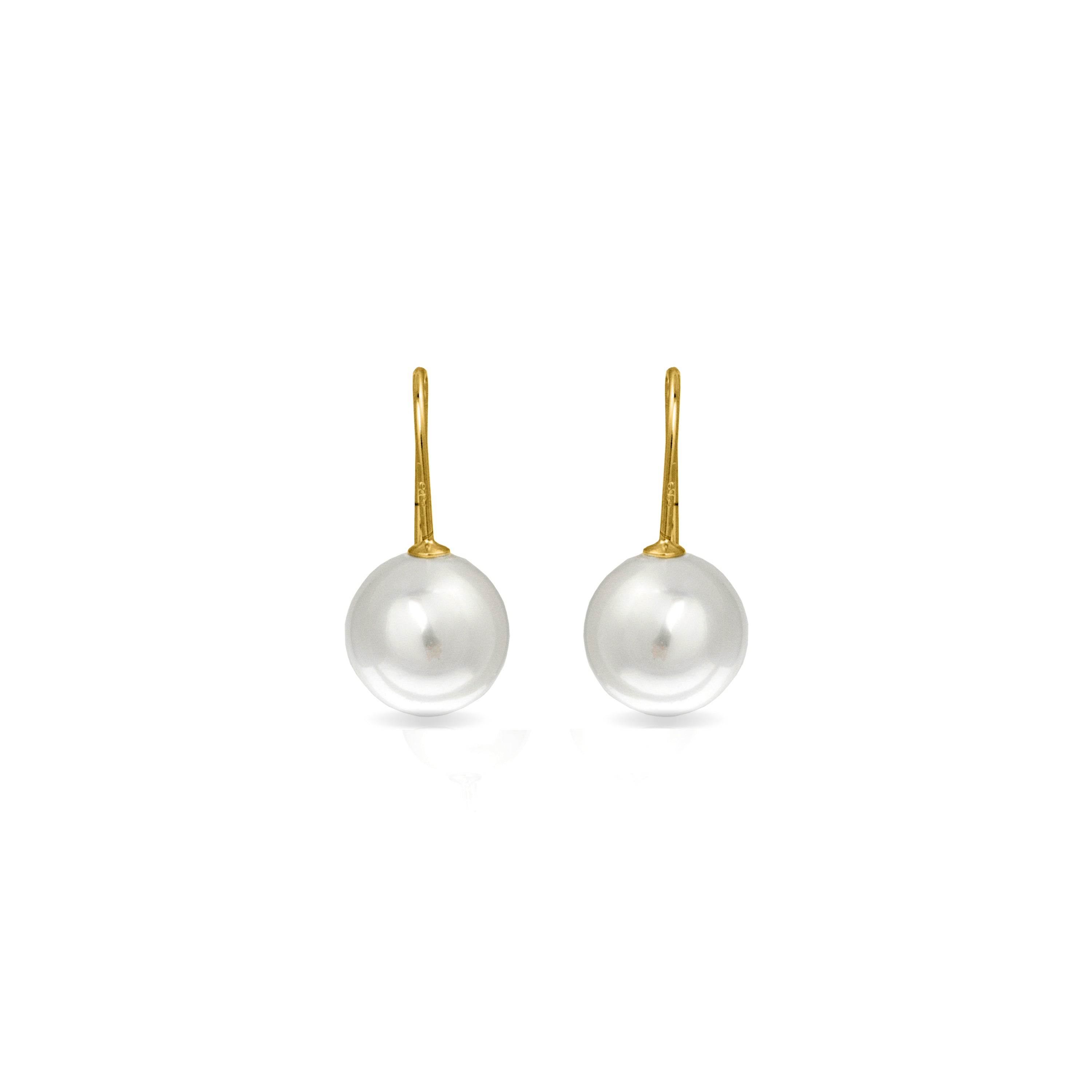 Boucles d'oreilles en argent sterling 925 avec perle blanche finition or jaune 18K - Essential