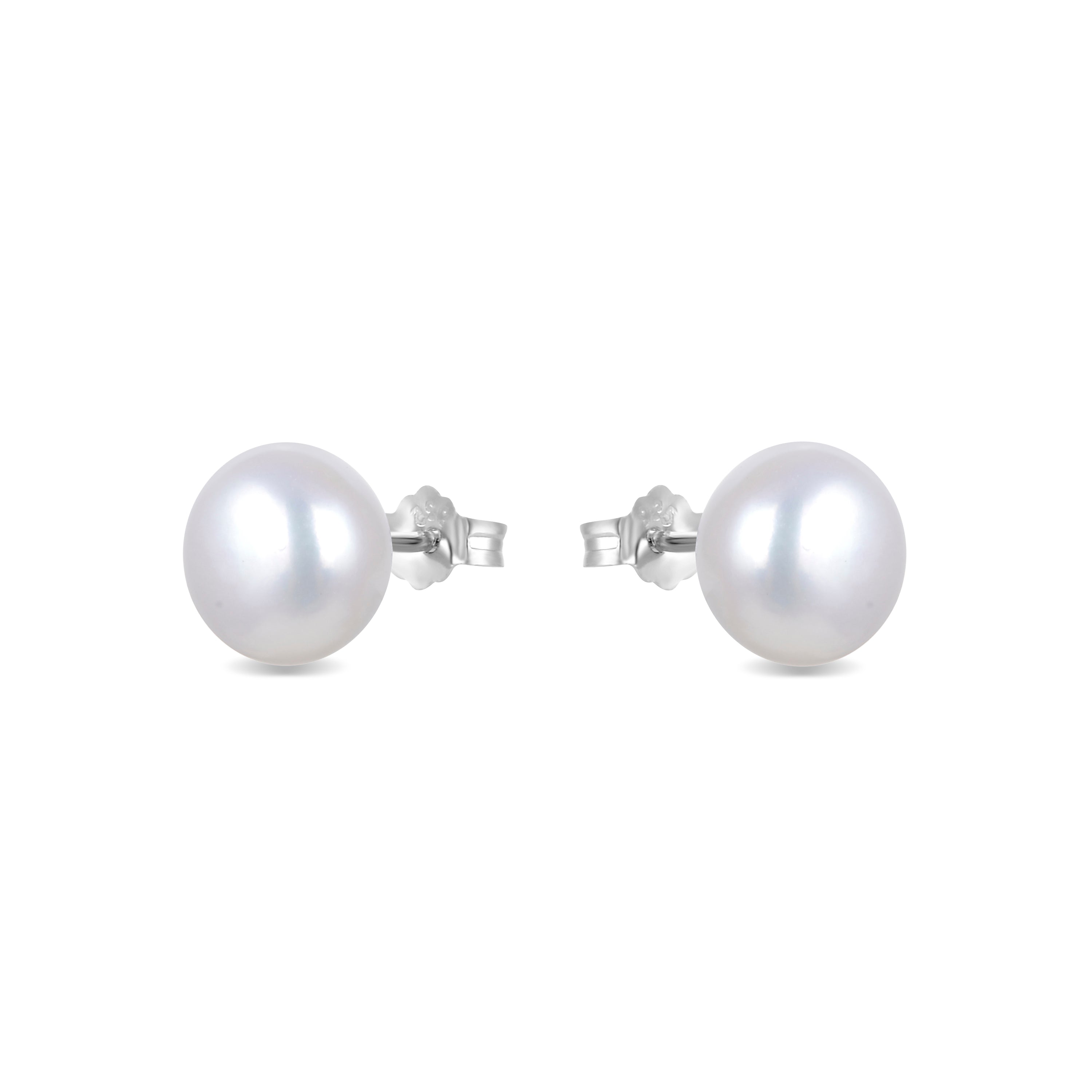 Orecchini in Argento Sterling 925 con Perla Bianca finiti in rodio - Essential