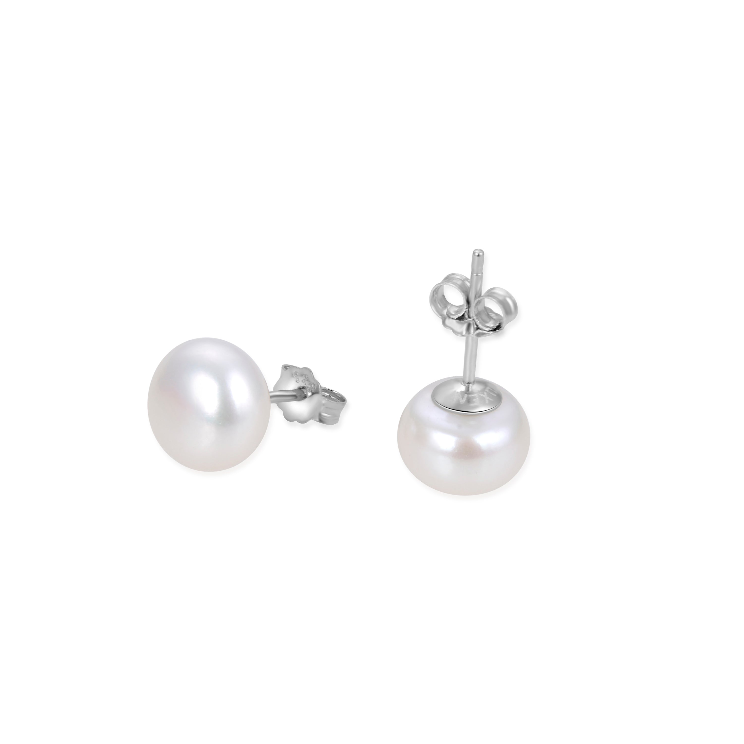 Orecchini in Argento Sterling 925 con Perla Bianca finiti in rodio - Essential