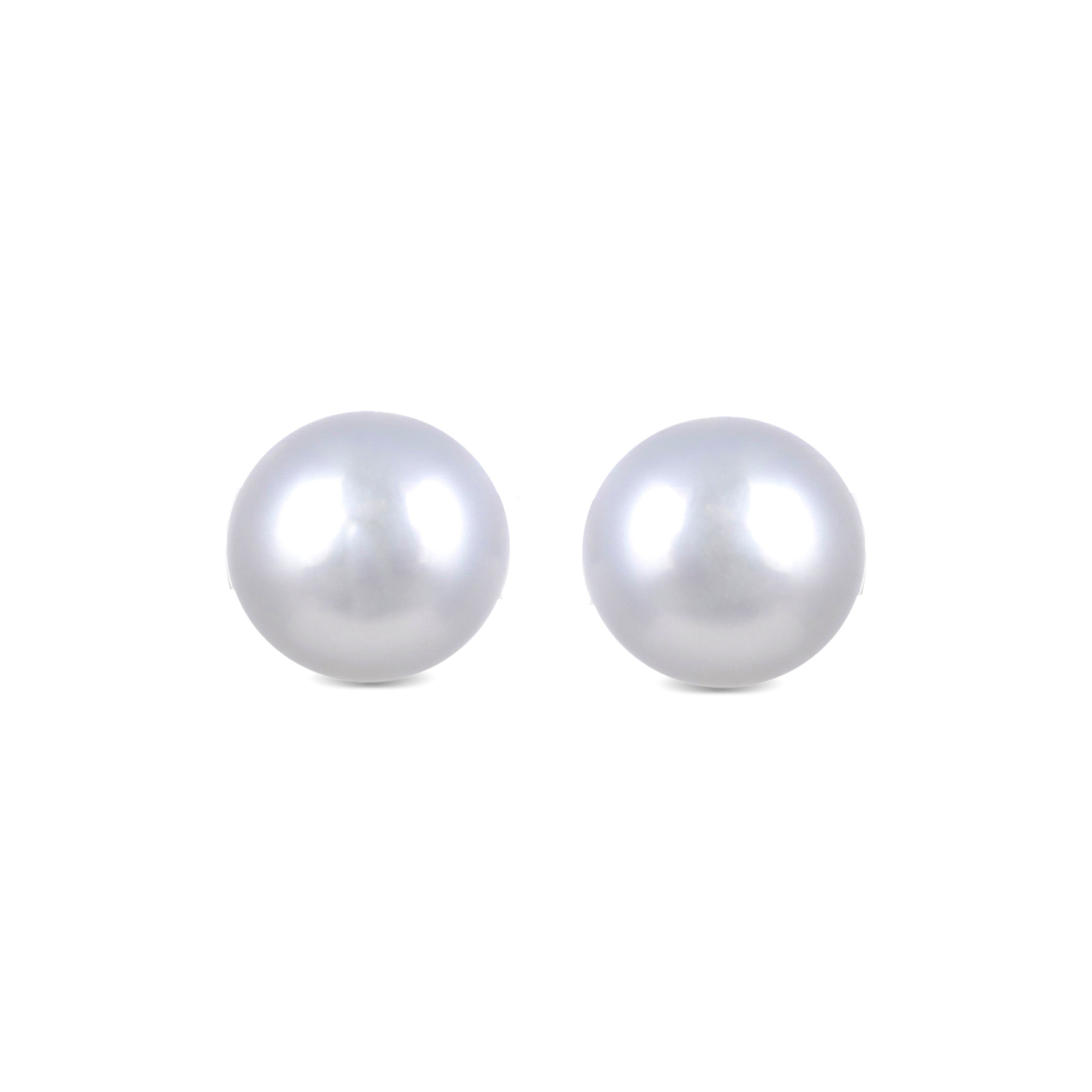 Brincos de Prata de Lei 925 de 6mm com Pérola Branca acabados em ródio - Básico