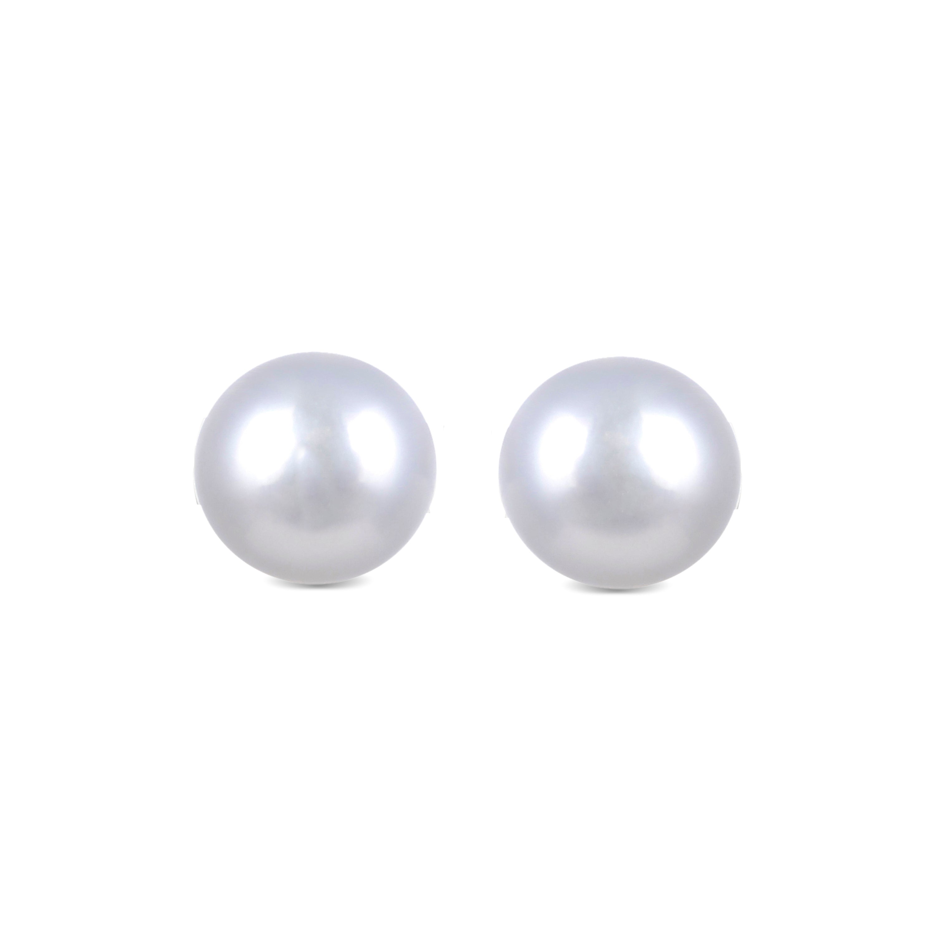 6mm 925 Sterlingsilber Ohrringe mit weißer Perle, rhodiniert - Basic