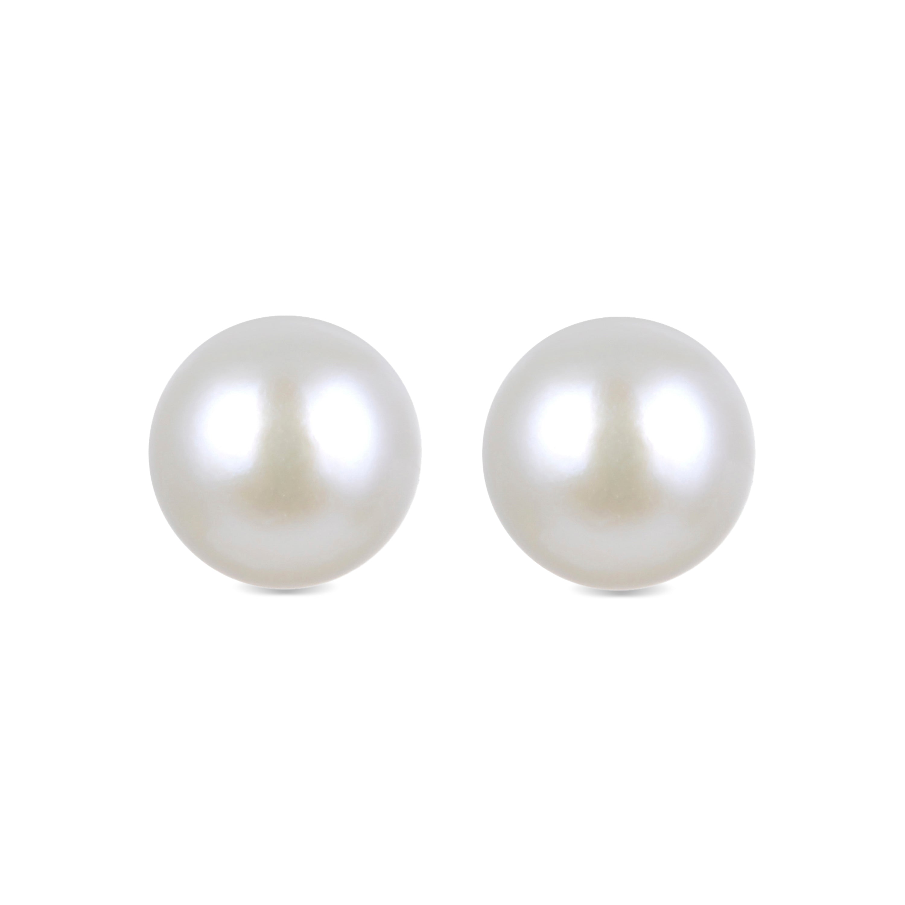 Brincos de Prata de Lei 925 de 8mm com Pérola Branca acabados em ródio - Básico