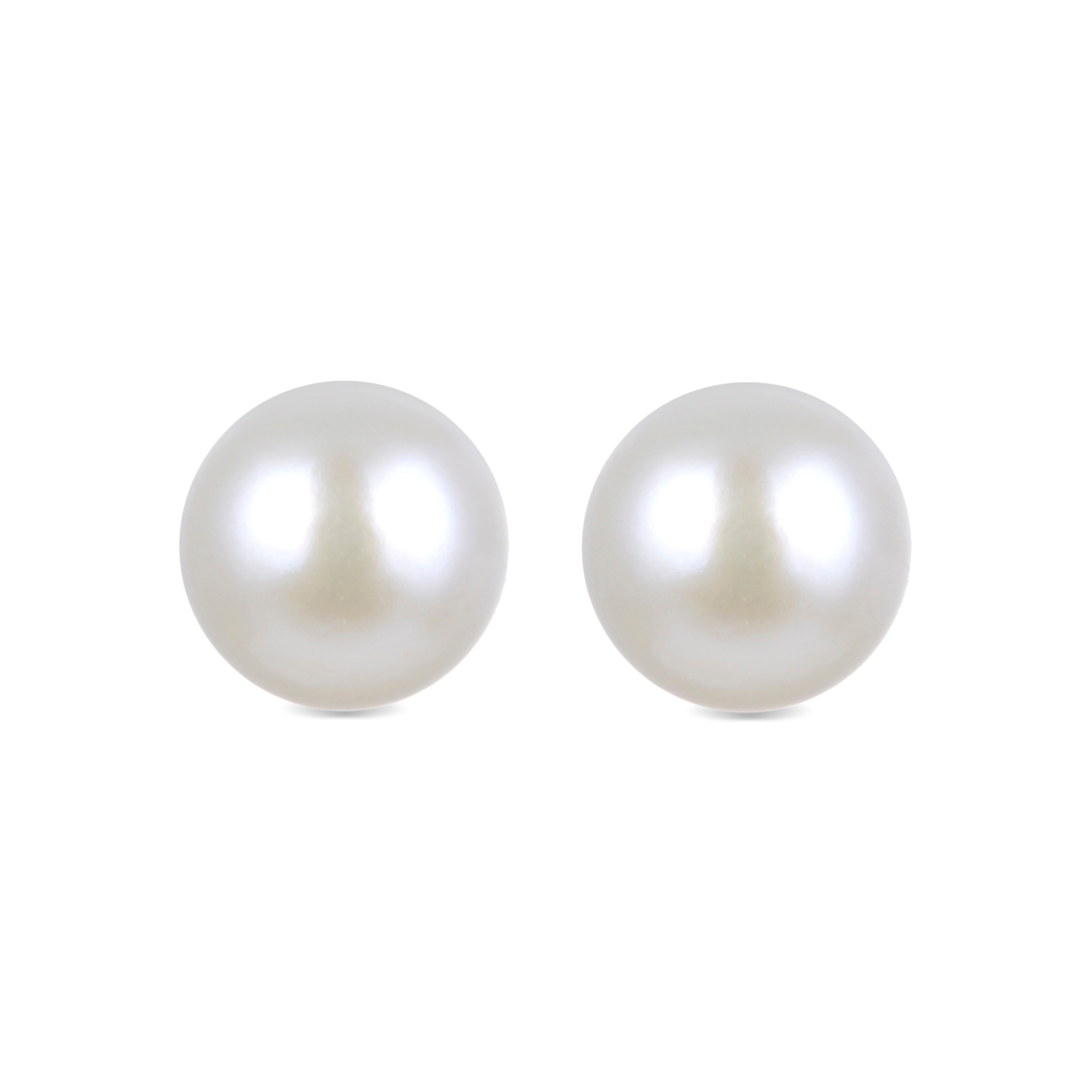 Boucles d'oreilles en argent sterling 925 de 8mm avec perle blanche finition rhodiée - Basique