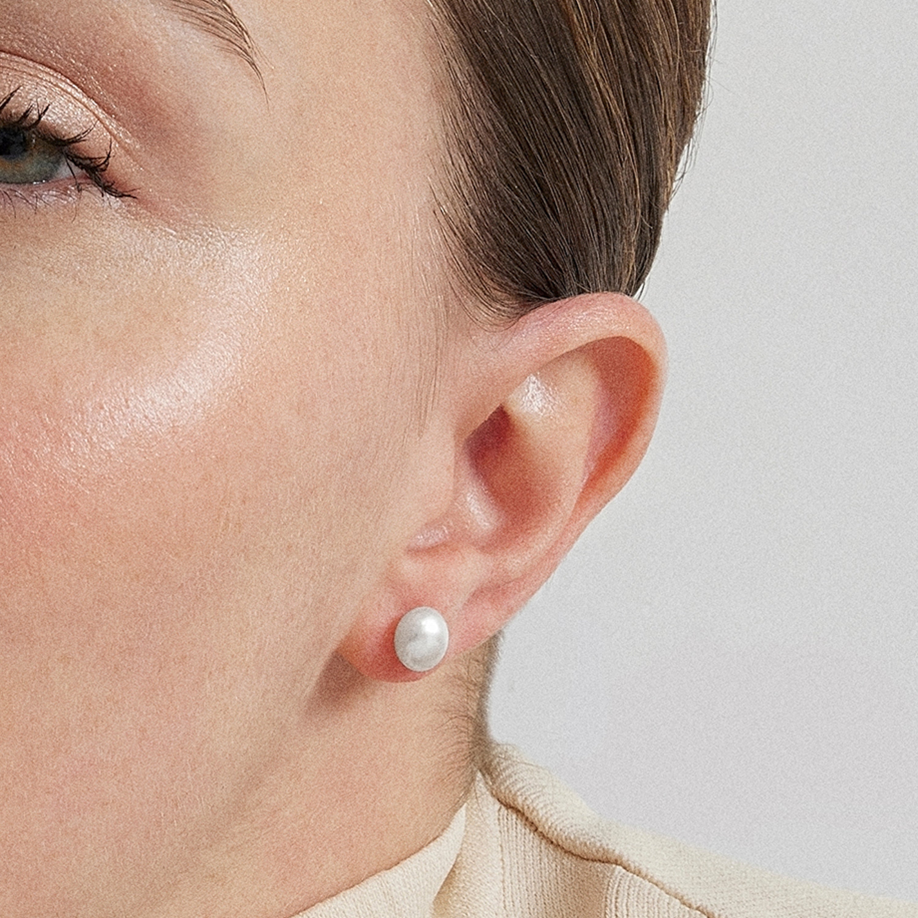 Boucles d'oreilles en argent sterling 925 de 8mm avec perle blanche finition rhodiée - Basique