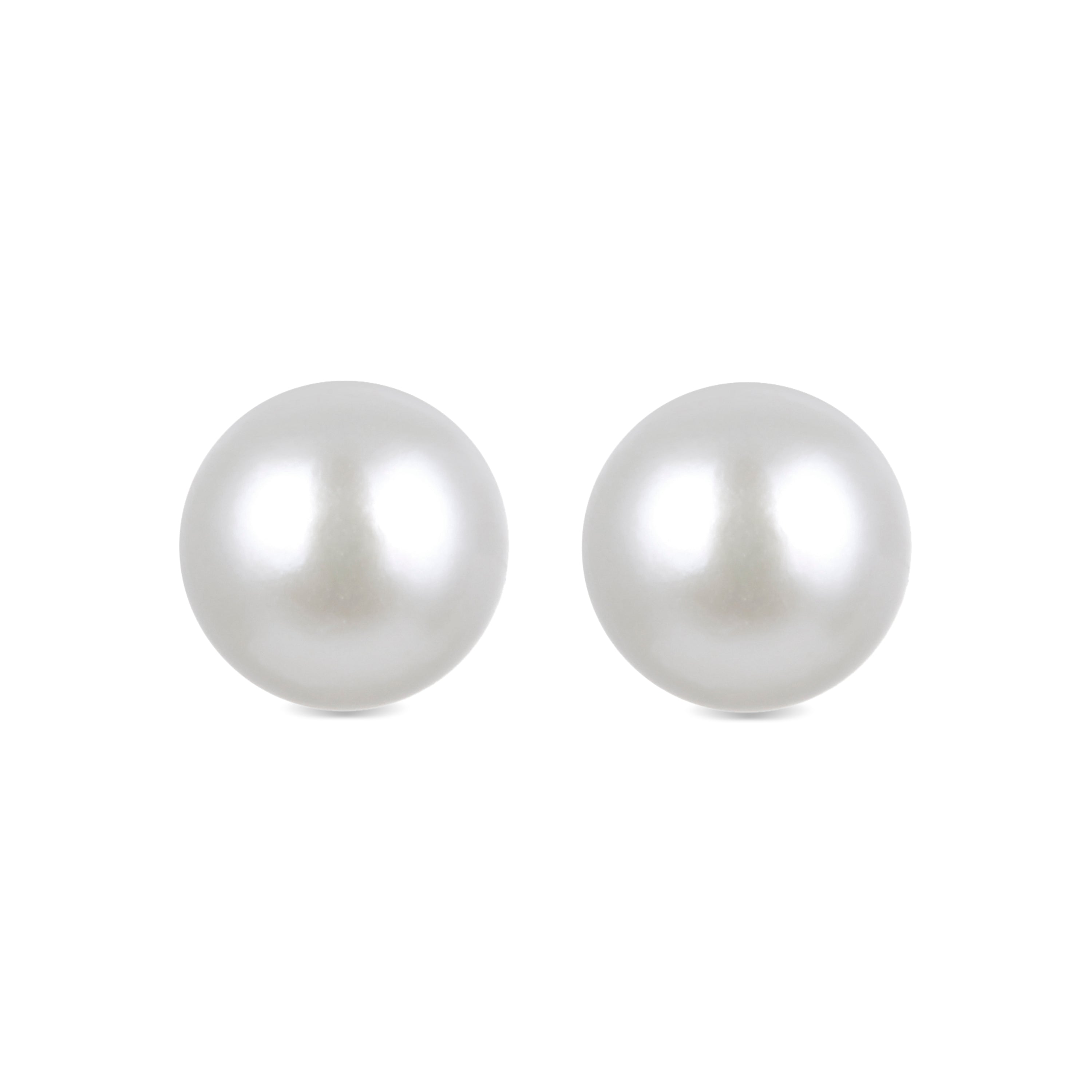 Pendientes de Plata de Ley 925 con Perla Blanca acabados en oro amarillo 18K - Básico