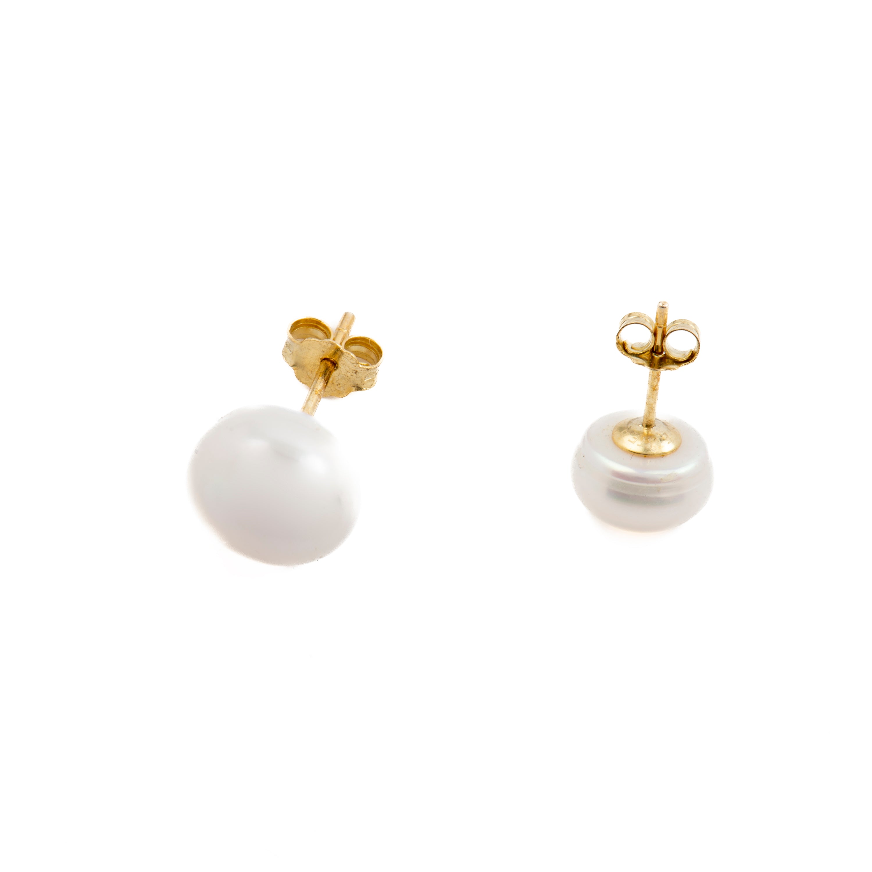 Orecchini in Argento Sterling 925 con Perla Bianca finiti in oro giallo 18K - Base