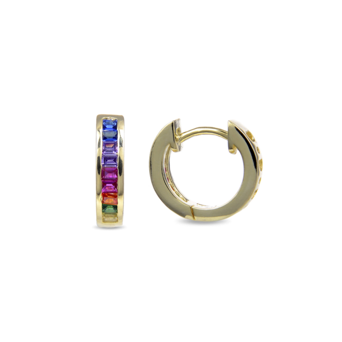 Brincos de Prata de Lei 925 com Zircónia Multicolor acabados em ouro amarelo 18K - Tuhato