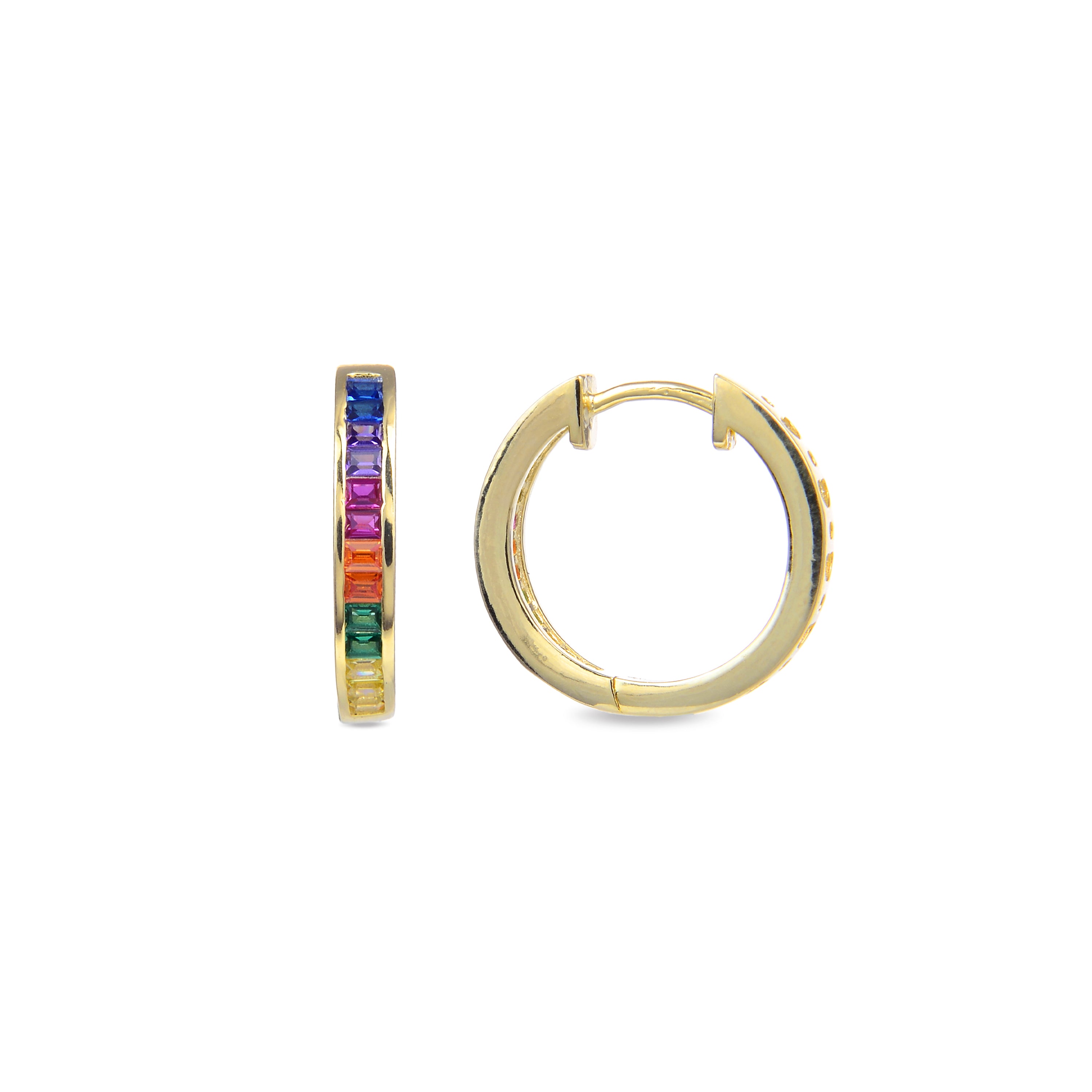 Brincos de Prata de Lei 925 com Zircónia Multicolor acabados em ouro amarelo 18K - Tuhato