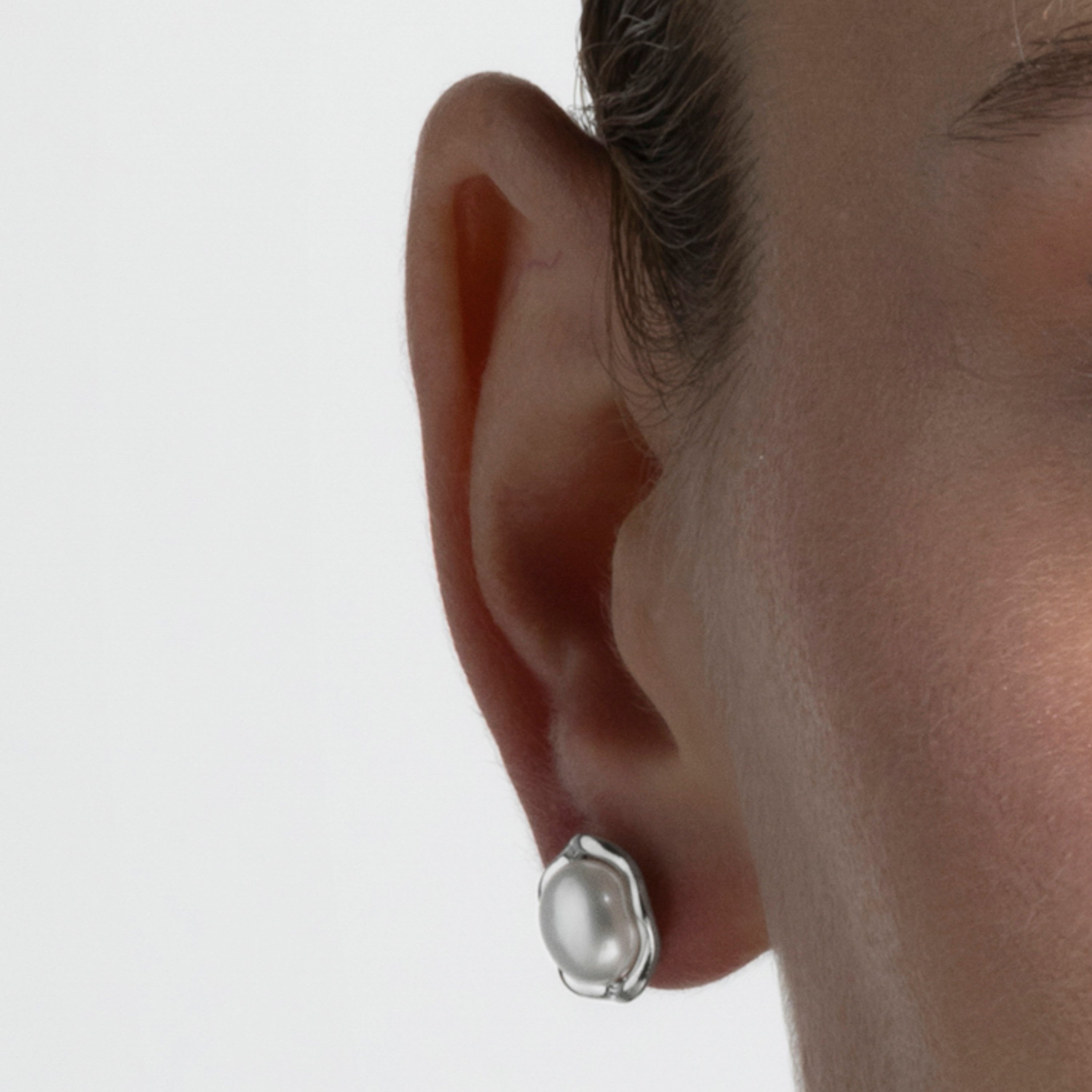 Boucles d'oreilles en argent sterling 925 avec perle blanche finition rhodiée - Kirmat
