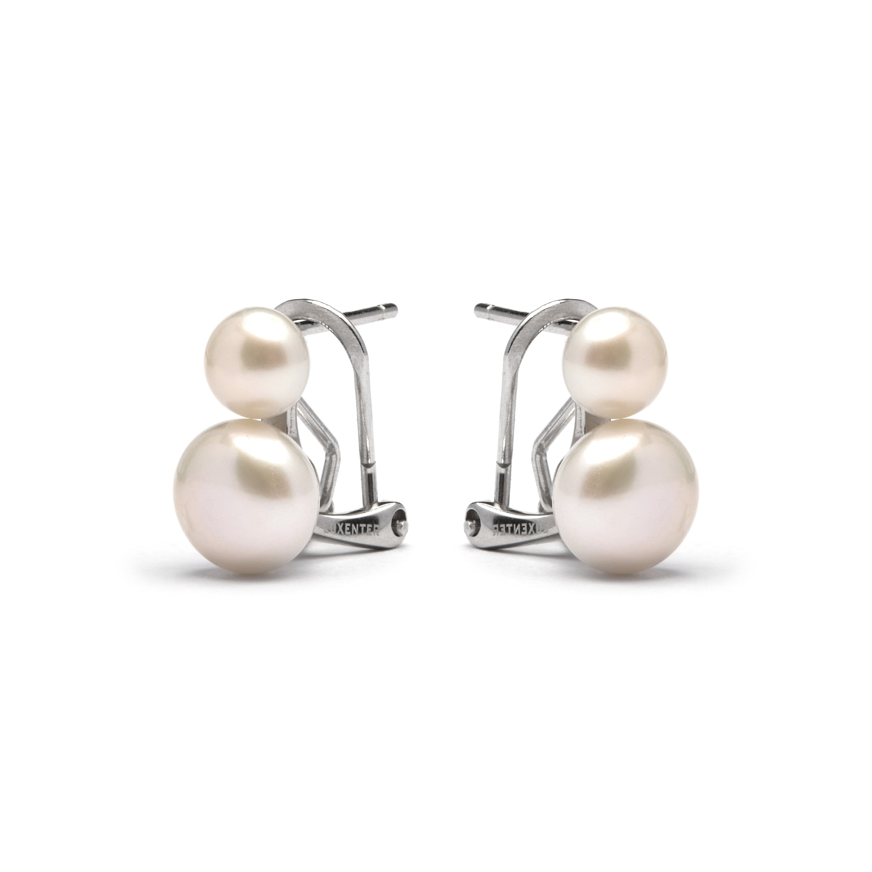 925 Sterling Silver Earrings with White Pearl finished in rhodium - Kire