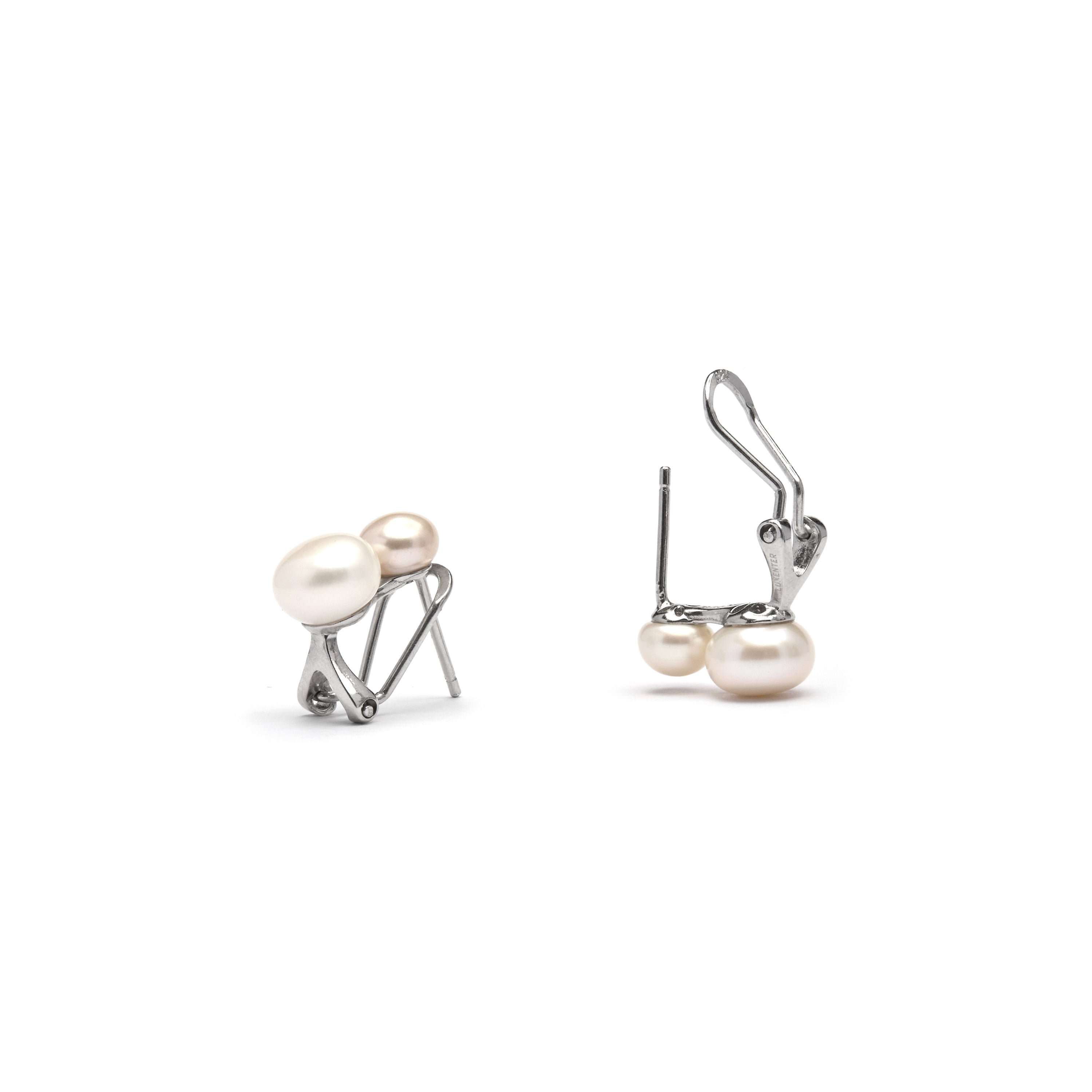925 Sterling Silver Earrings with White Pearl finished in rhodium - Kire