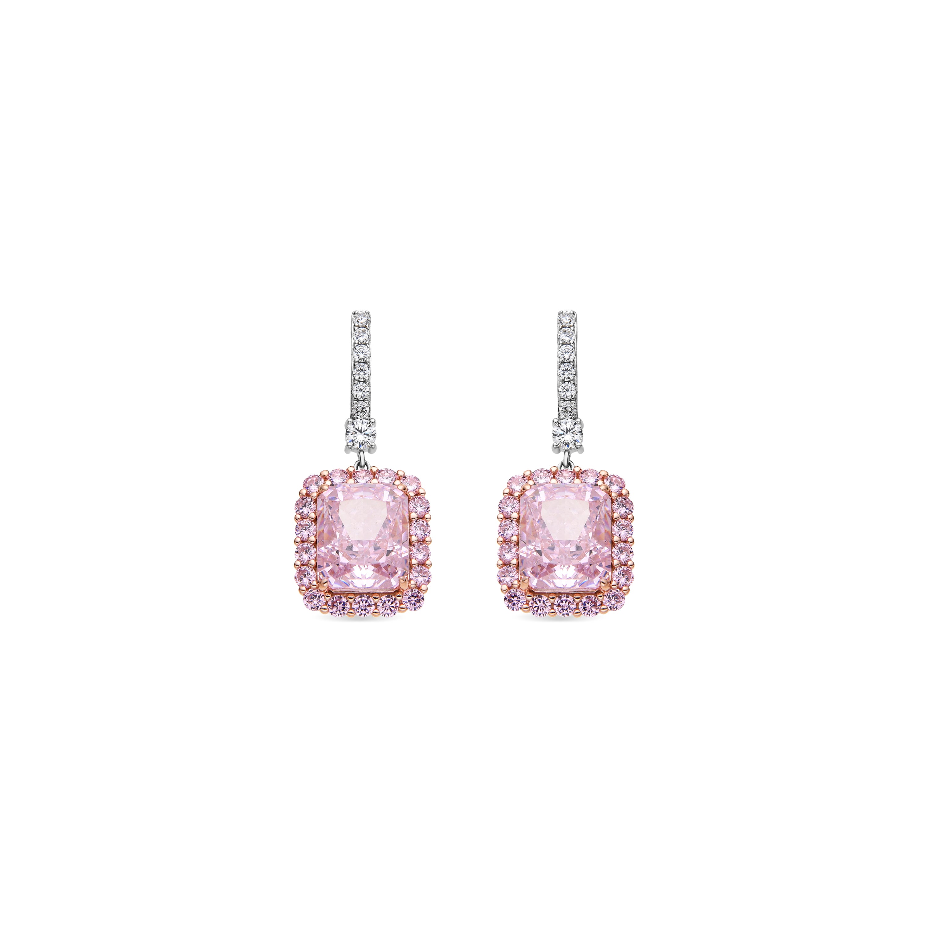 Orecchini in Argento Sterling 925 e Zirconia Rosa con finitura in oro giallo 18k - Cabel