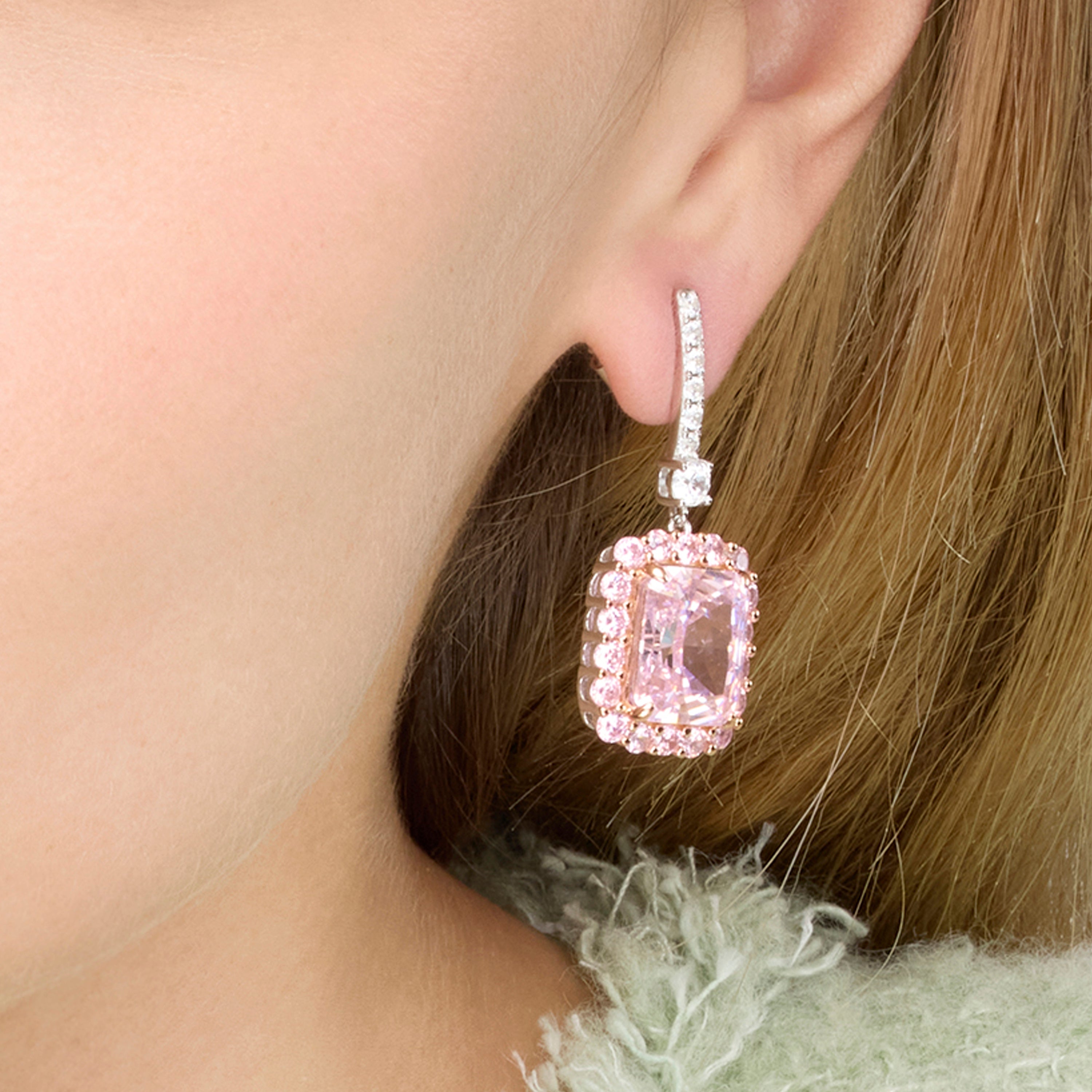 Orecchini in Argento Sterling 925 e Zirconia Rosa con finitura in oro giallo 18k - Cabel