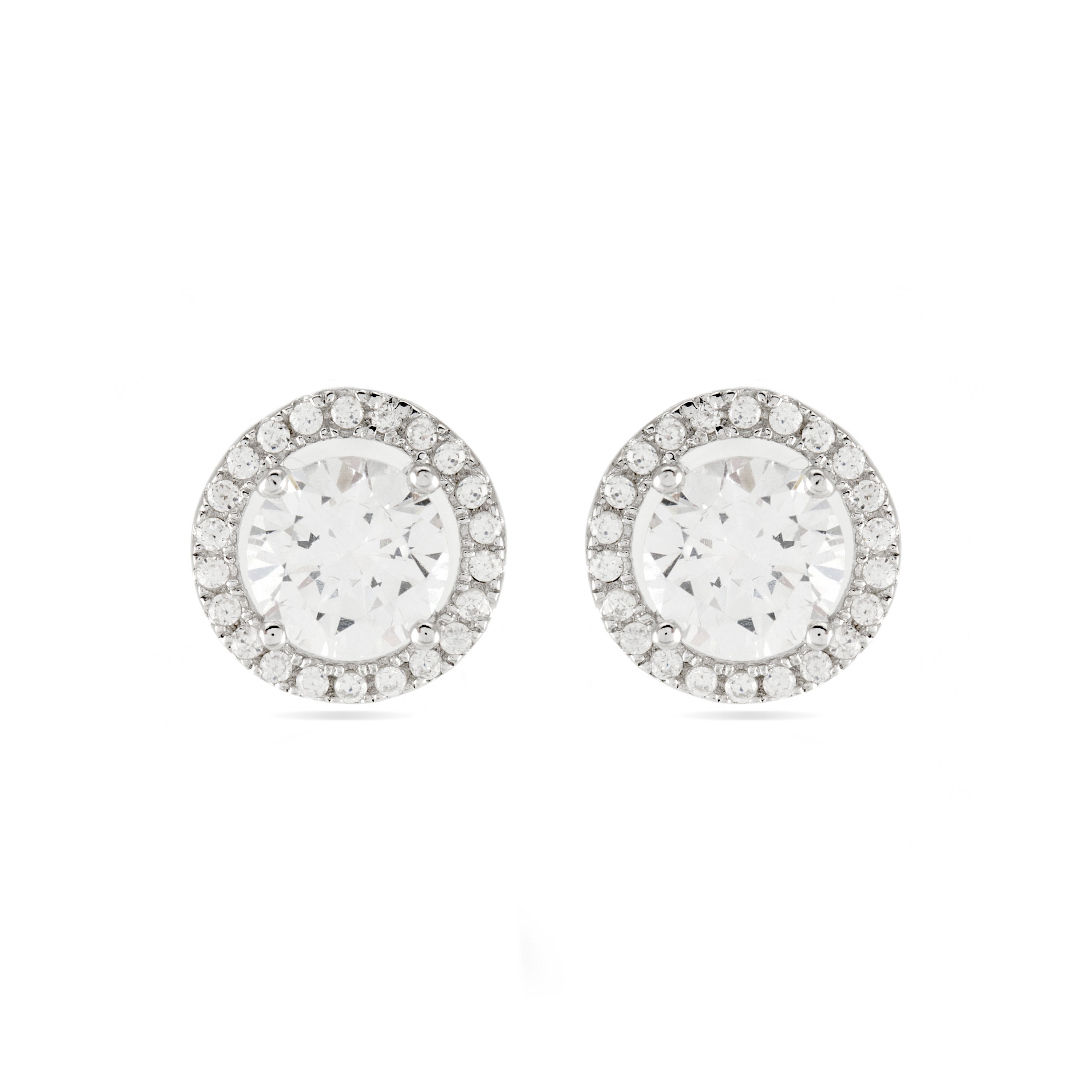 Boucles d'oreilles en argent sterling 925 avec zircon brillant finition rhodiée - Pierre de légende