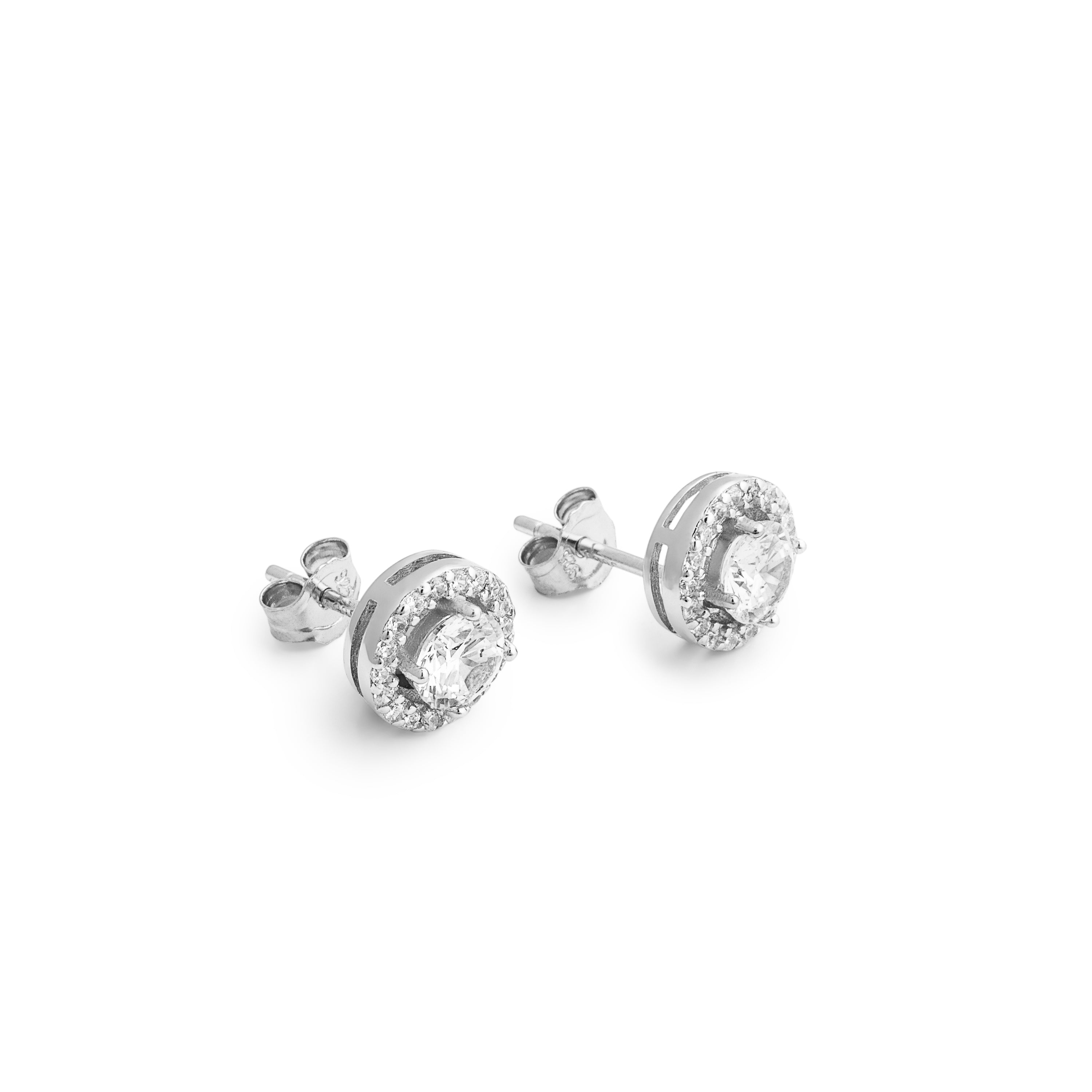 925er Sterlingsilber Ohrringe mit funkelndem Zirkonia, rhodiniert - Gema De Leyenda
