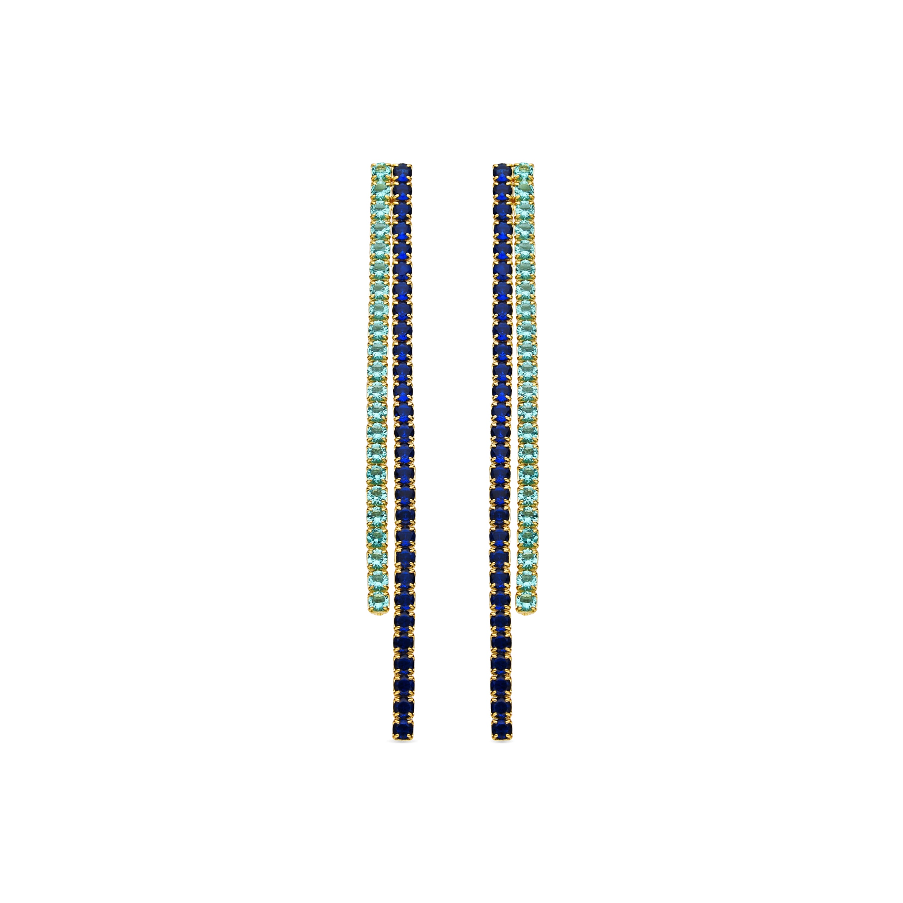 Pendientes de Plata de Ley 925 y Circonita Zafiro acabado oro 18k - Tyhad