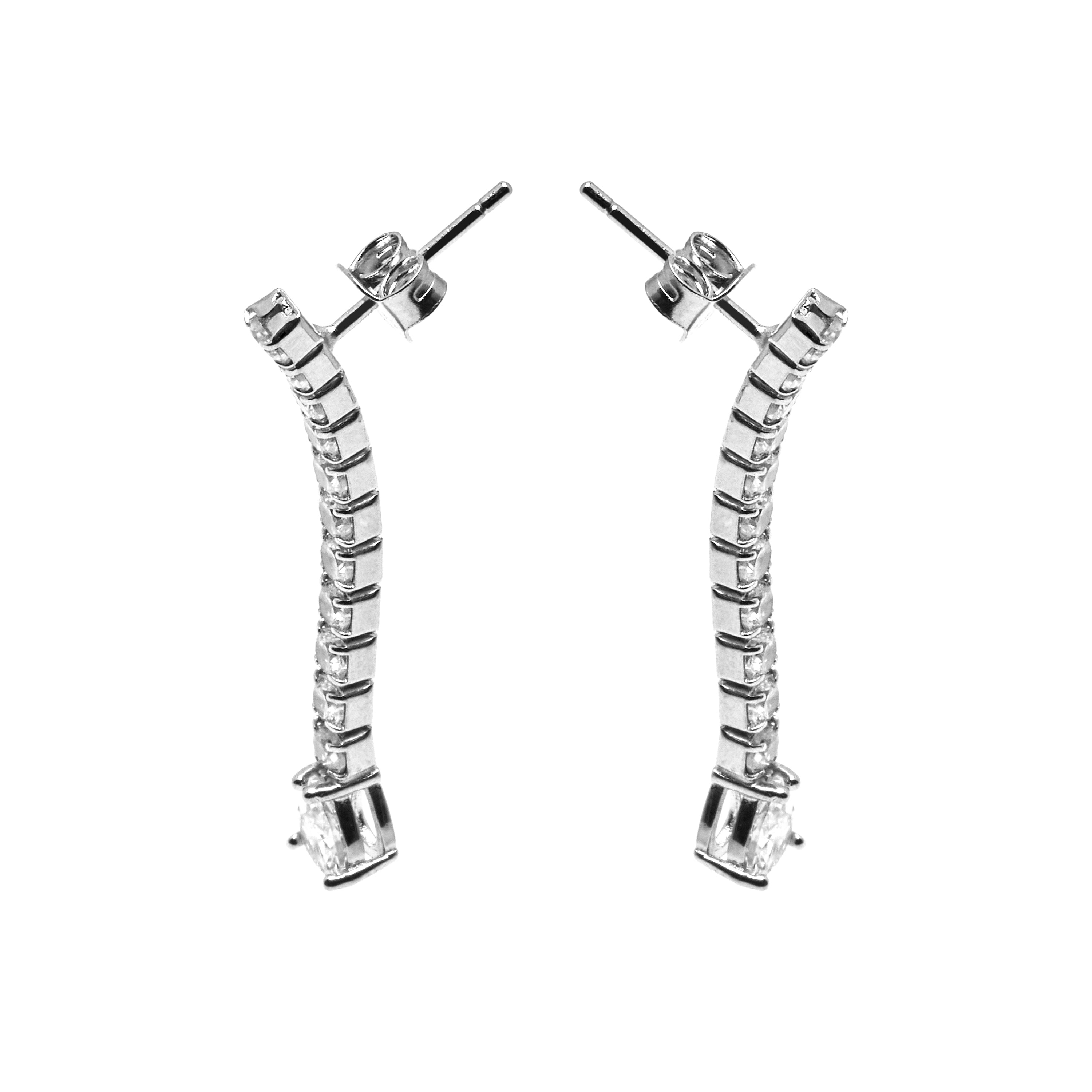 Boucles d'oreilles en argent sterling 925 avec zircon brillant finition rhodium - Guoi