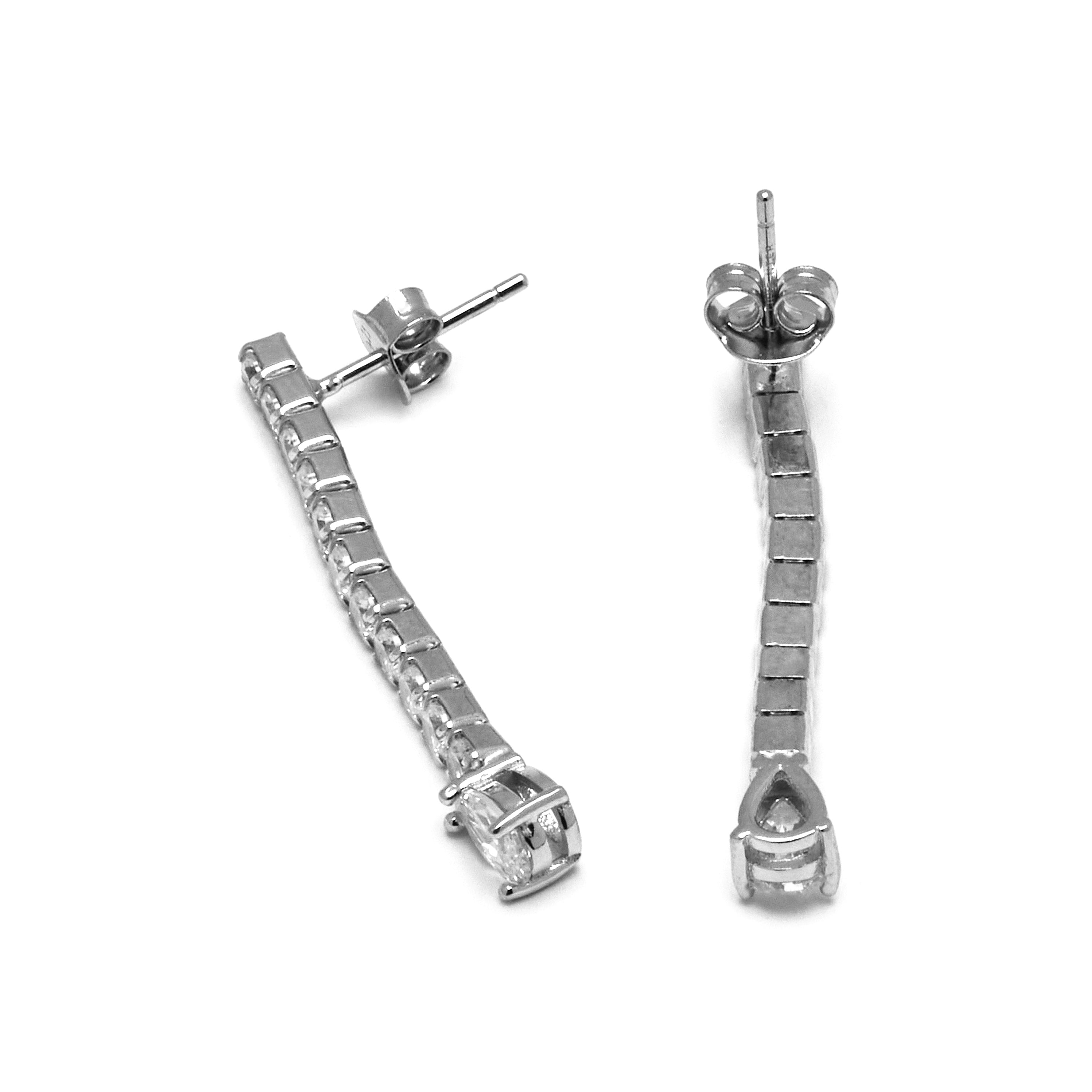 Boucles d'oreilles en argent sterling 925 avec zircon brillant finition rhodium - Guoi
