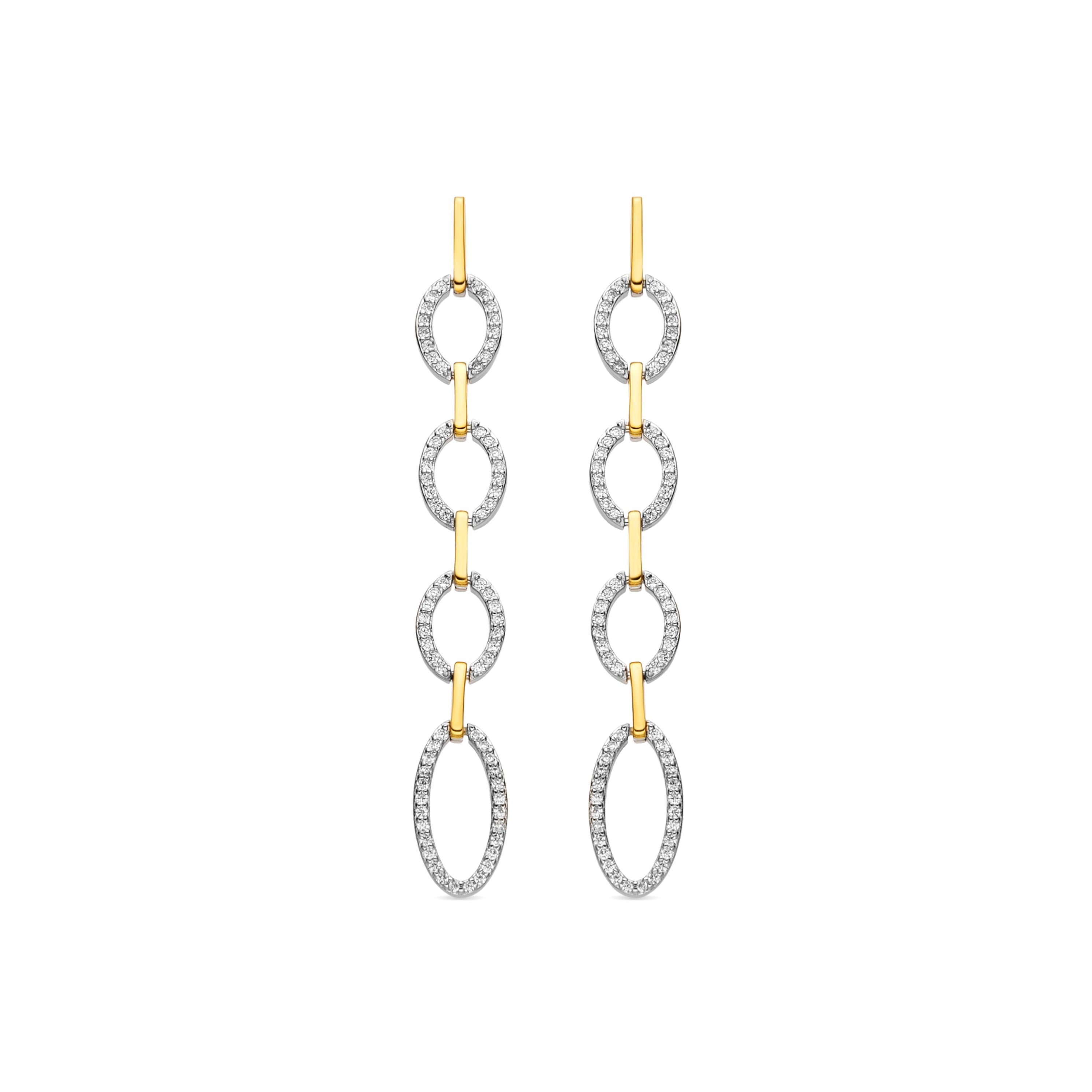 Brincos de Prata de Lei 925 e Zircónia Brilhante acabamento ouro 18k - Makonza