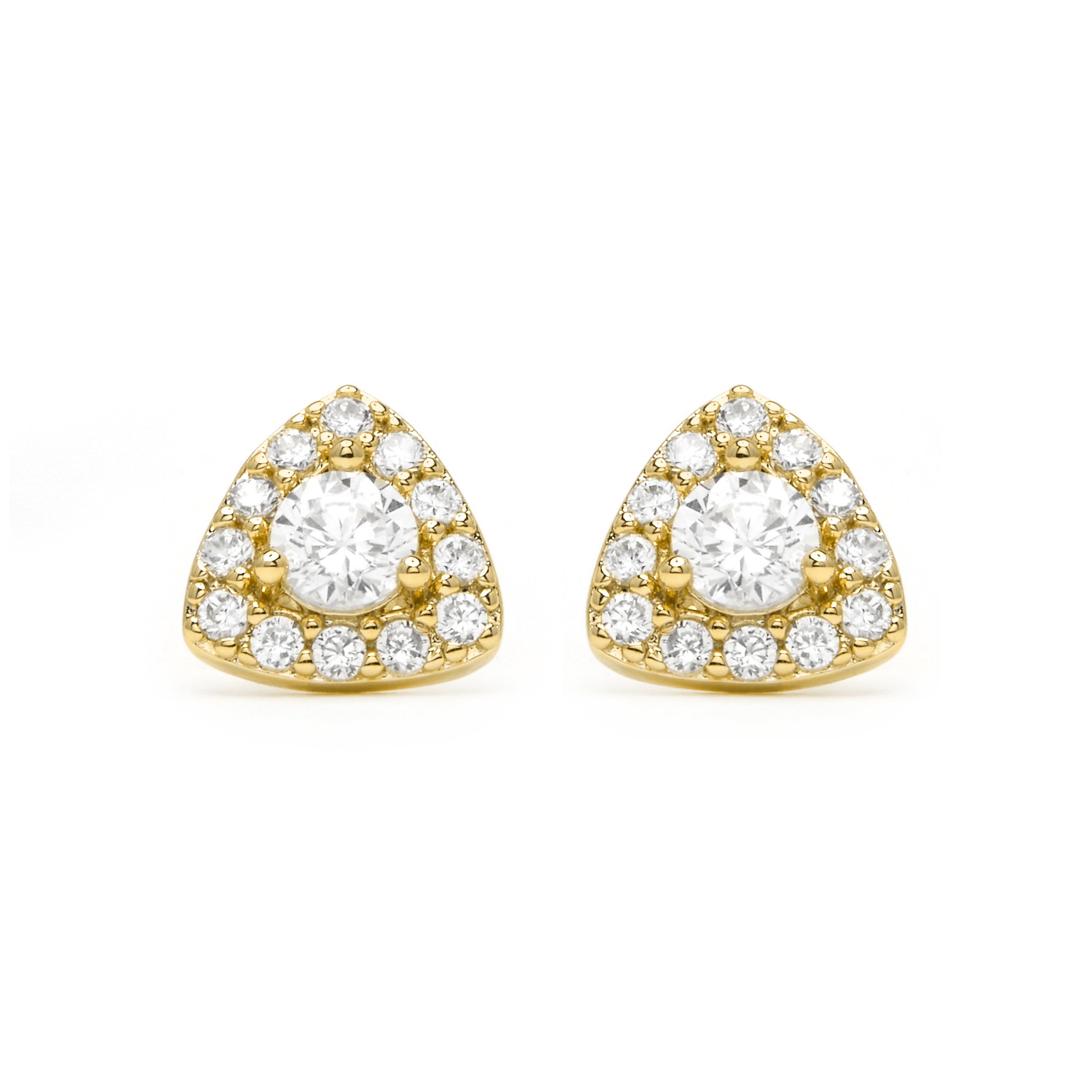 Boucles d'oreilles en argent sterling 925 et zircon brillant finition en or jaune 18k - Aldra