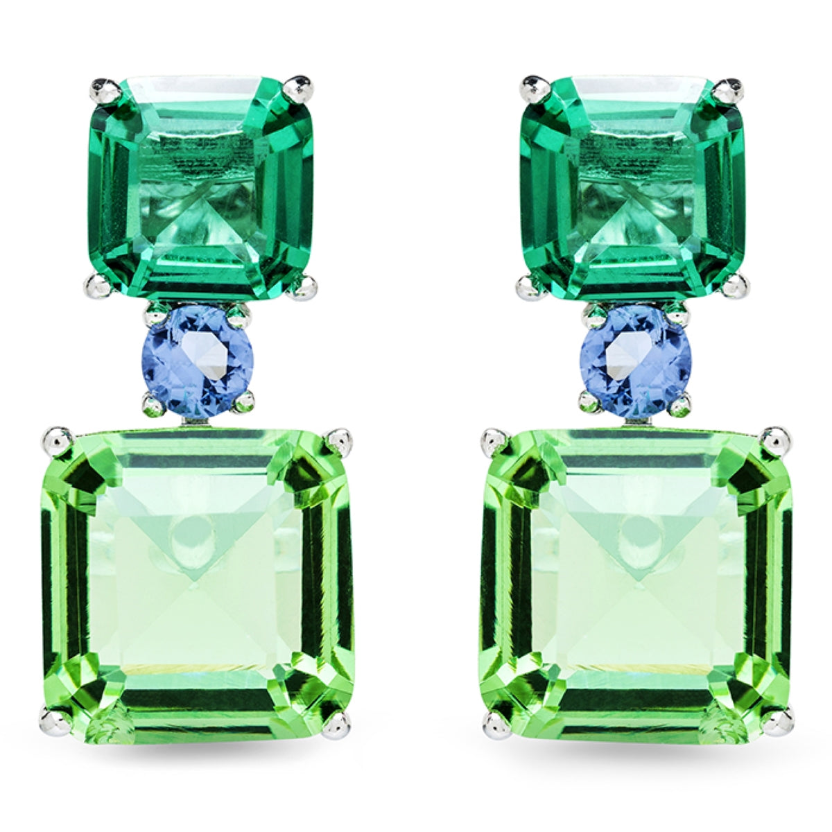 Losde Silver, Green CH and Blue CH Earrings