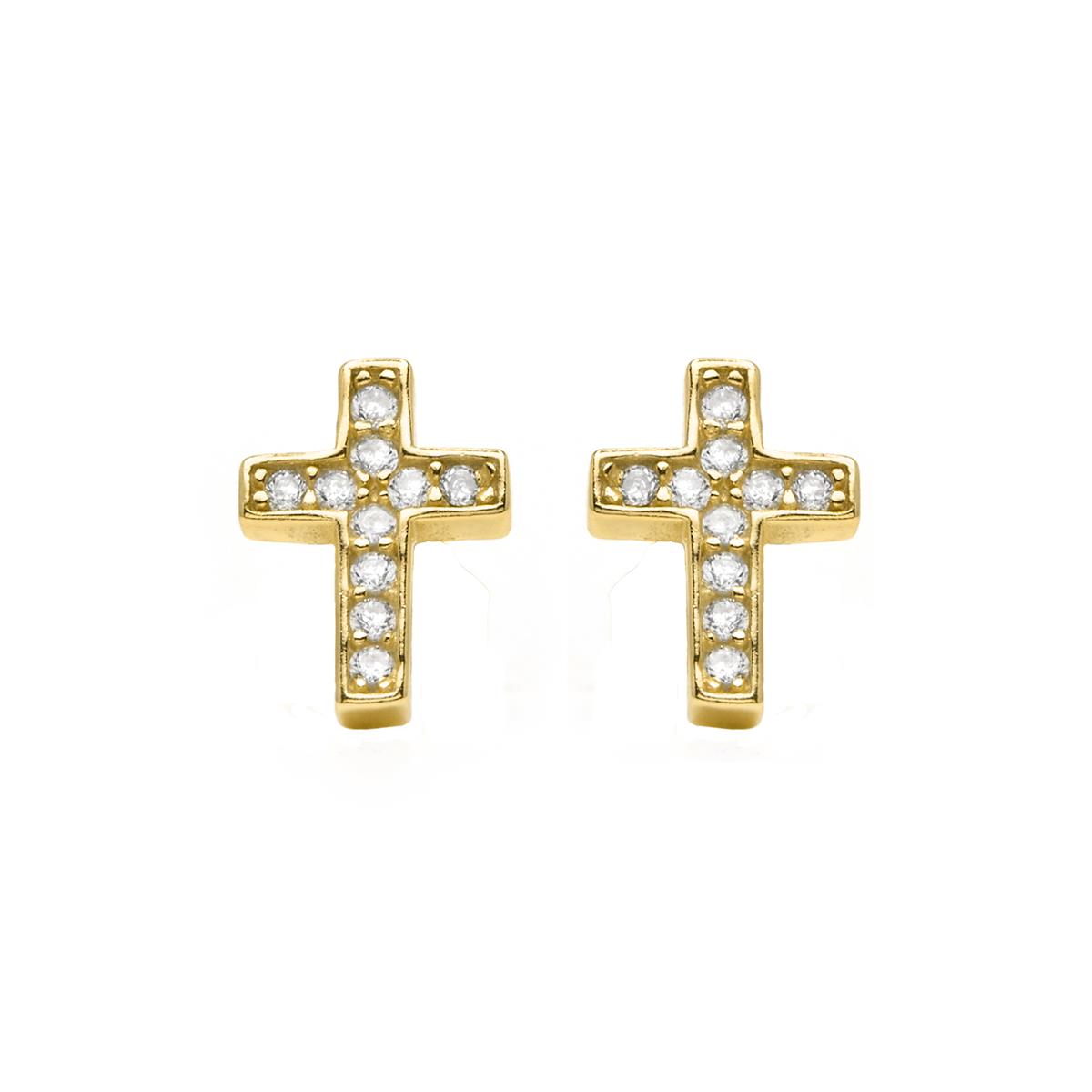 Pendientes de Plata de Ley 925 y Circonita Brillante acabado en oro amarillo 18k - Yide
