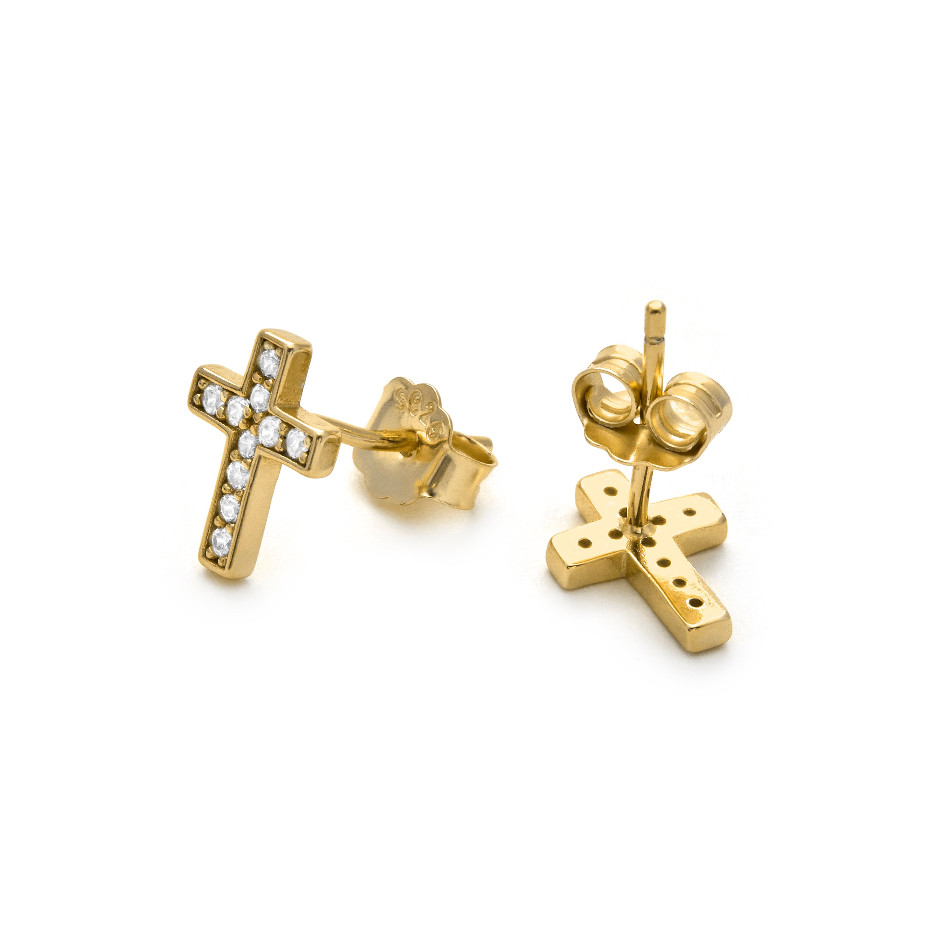 Ohrringe aus 925er Sterlingsilber und funkelndem Zirkonia mit 18k Gelbgold-Finish - Yide