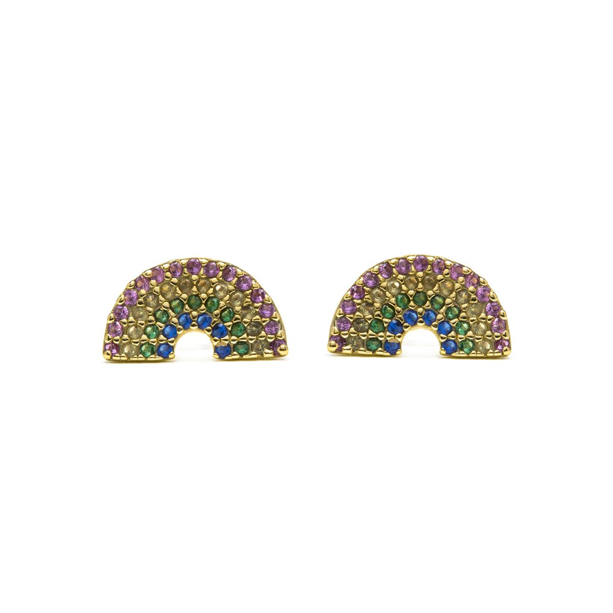 Pendientes de Plata de Ley 925 y Circonita Multicolor acabado en oro amarillo 18k - Nivart